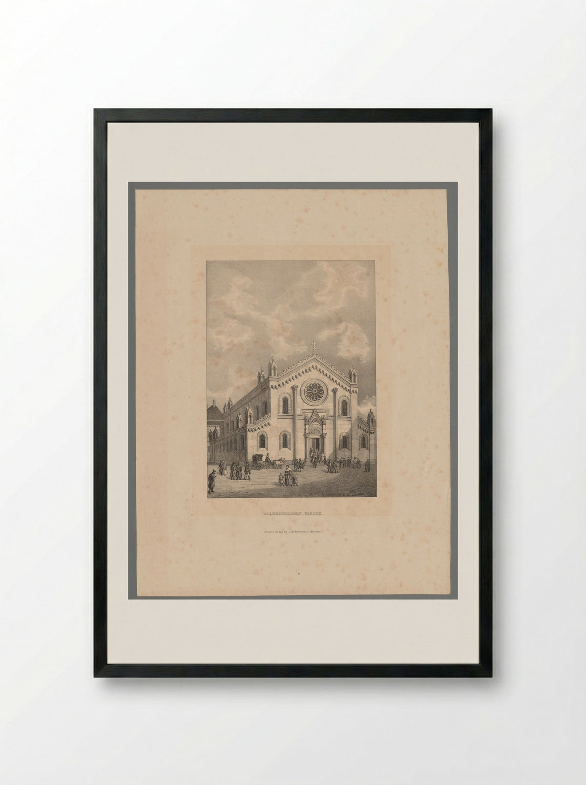 Gezicht op de Allerheiligen-Hofkirche in München - Heinrich Adam - Framed Print Black