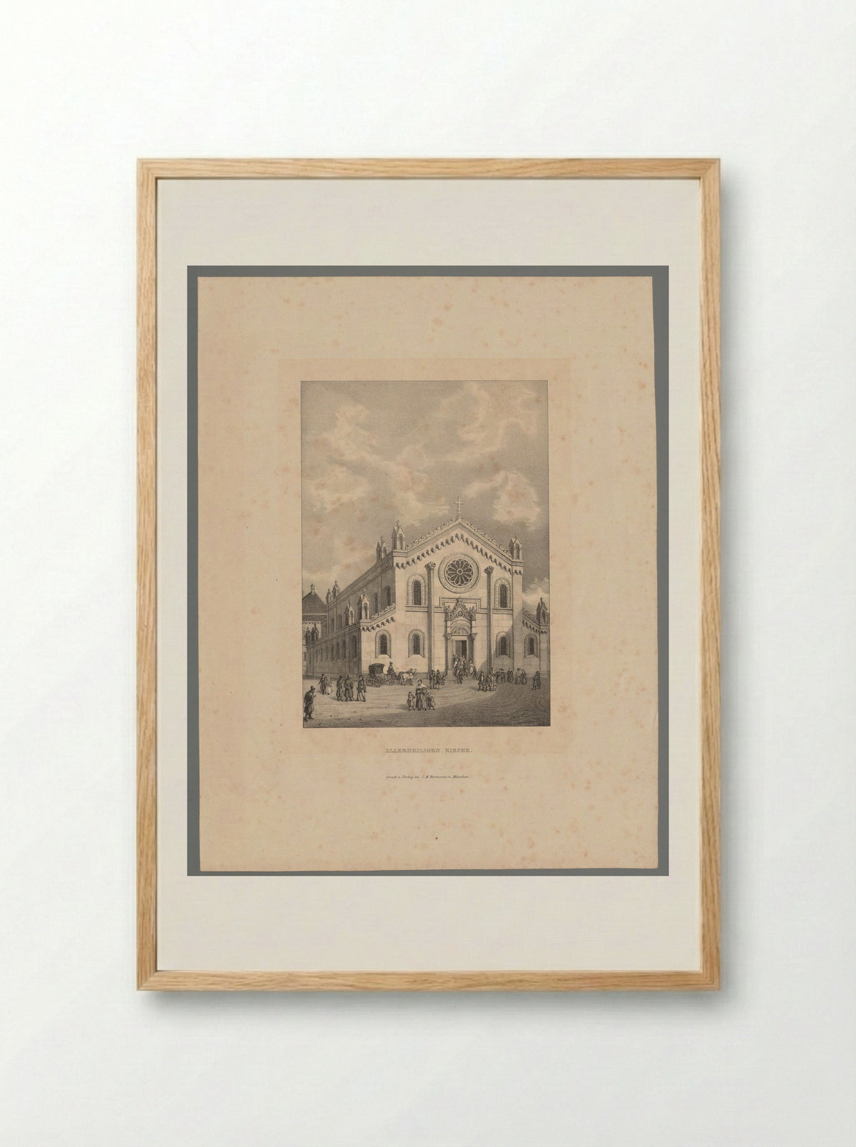 Gezicht op de Allerheiligen-Hofkirche in München - Heinrich Adam - Framed Print Wood