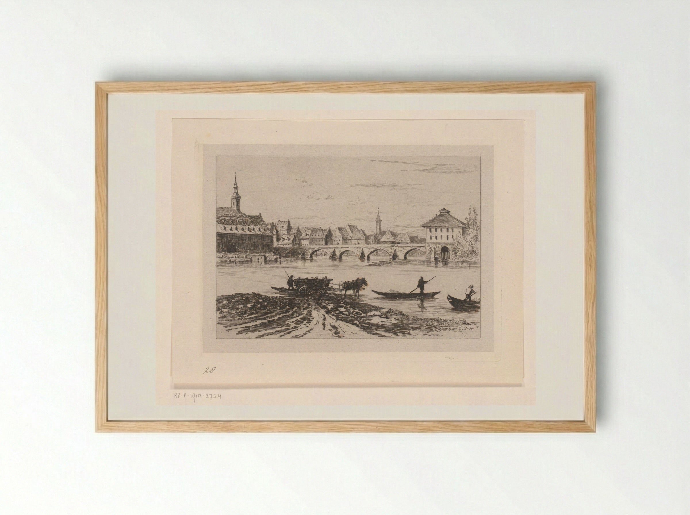 Gezicht op de Alte Brücke in Frankfurt am Main - Carel Nicolaas Storm van 's-Gravesande - Framed Print Wood