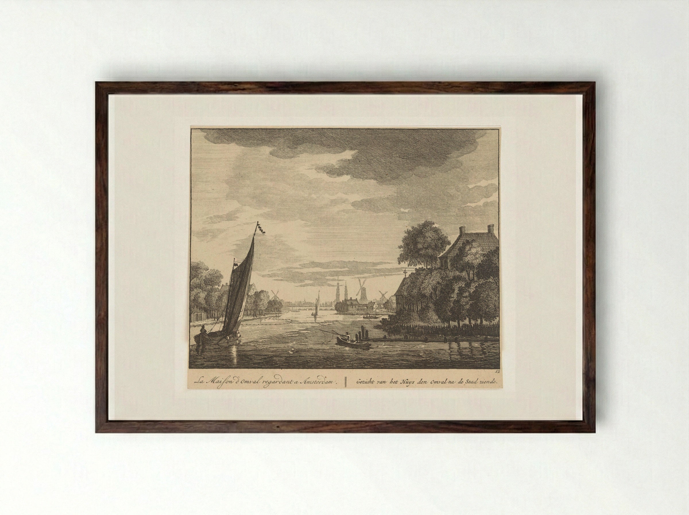 Gezicht op de Amstel bij Huis De Omval - Matthijs Pool - Framed Print Dark Wood