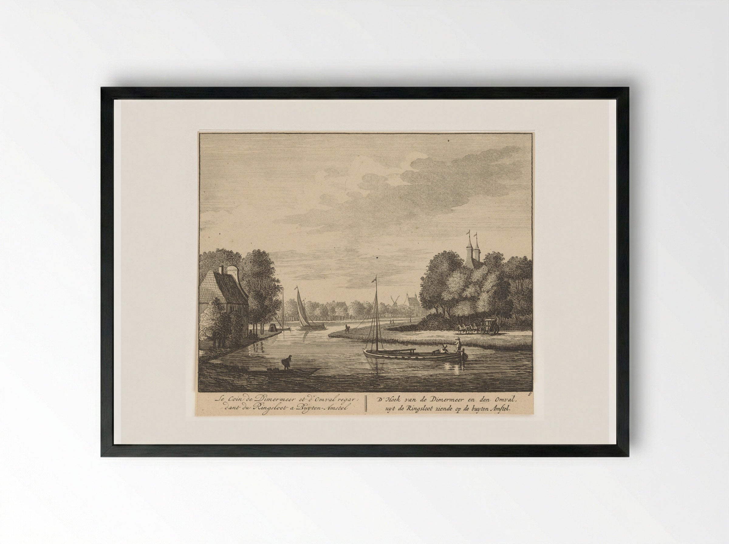 Gezicht op de Amstel bij de Omval - Matthijs Pool - Framed Print Black