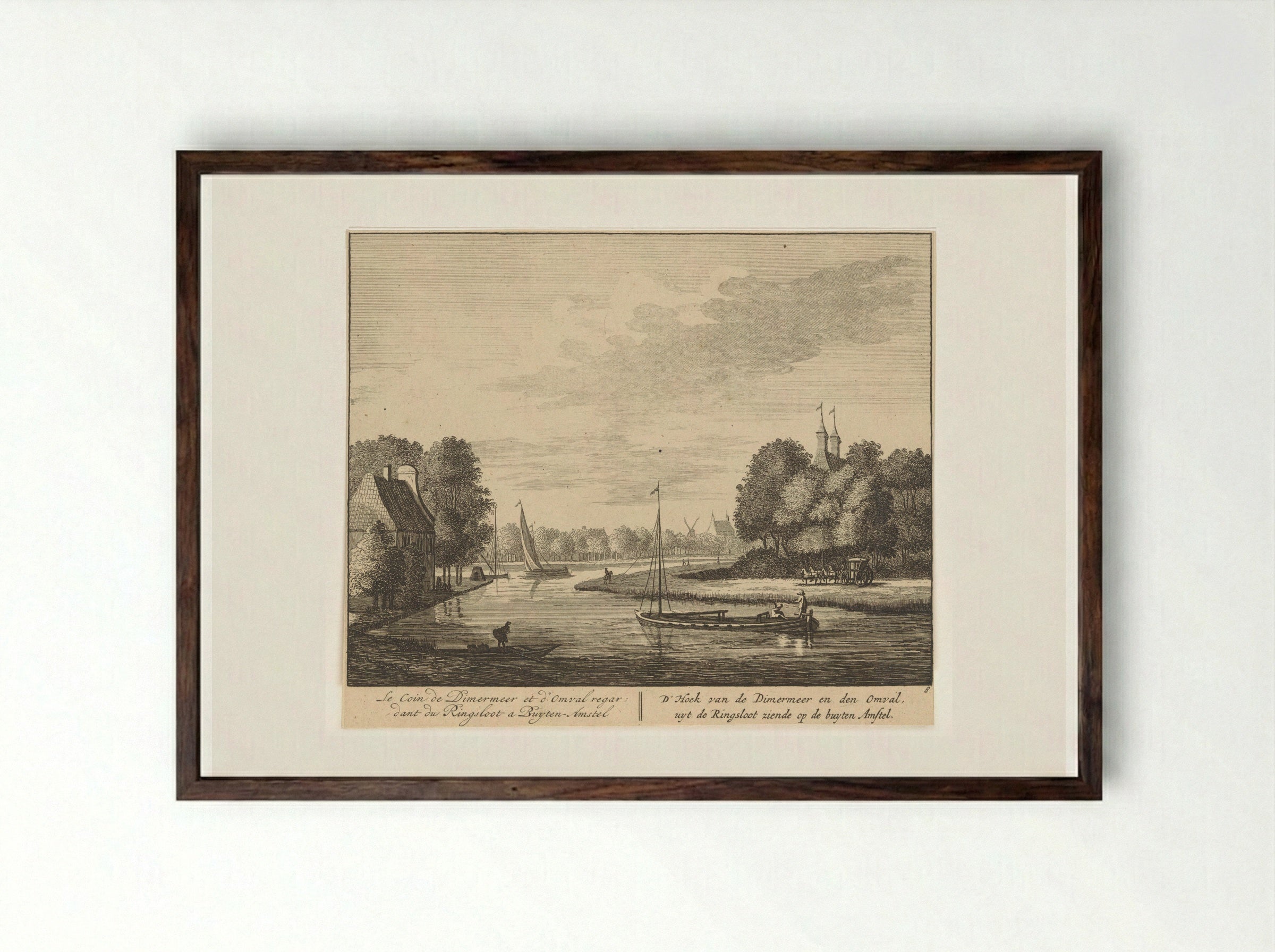 Gezicht op de Amstel bij de Omval - Matthijs Pool - Framed Print Dark Wood