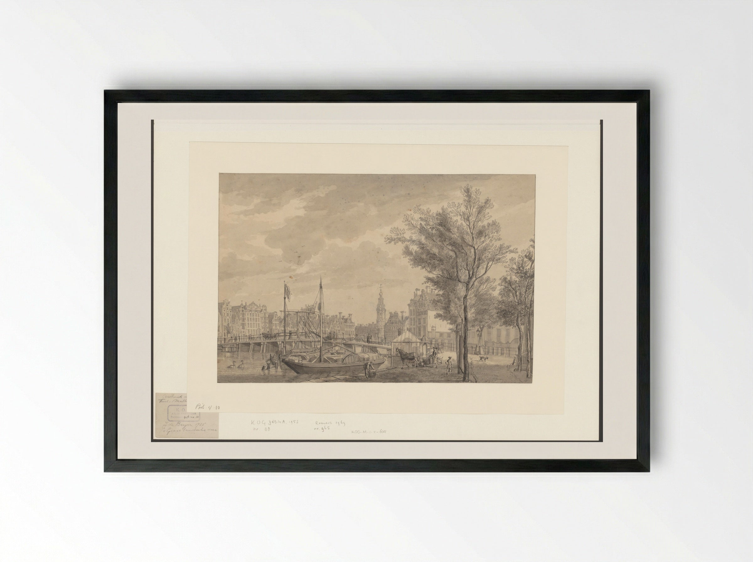 Gezicht op de Amstel gezien vanaf het 's-Gravelandseveer, gezien naar de Munttoren - Jan de Beijer - Framed Print Black