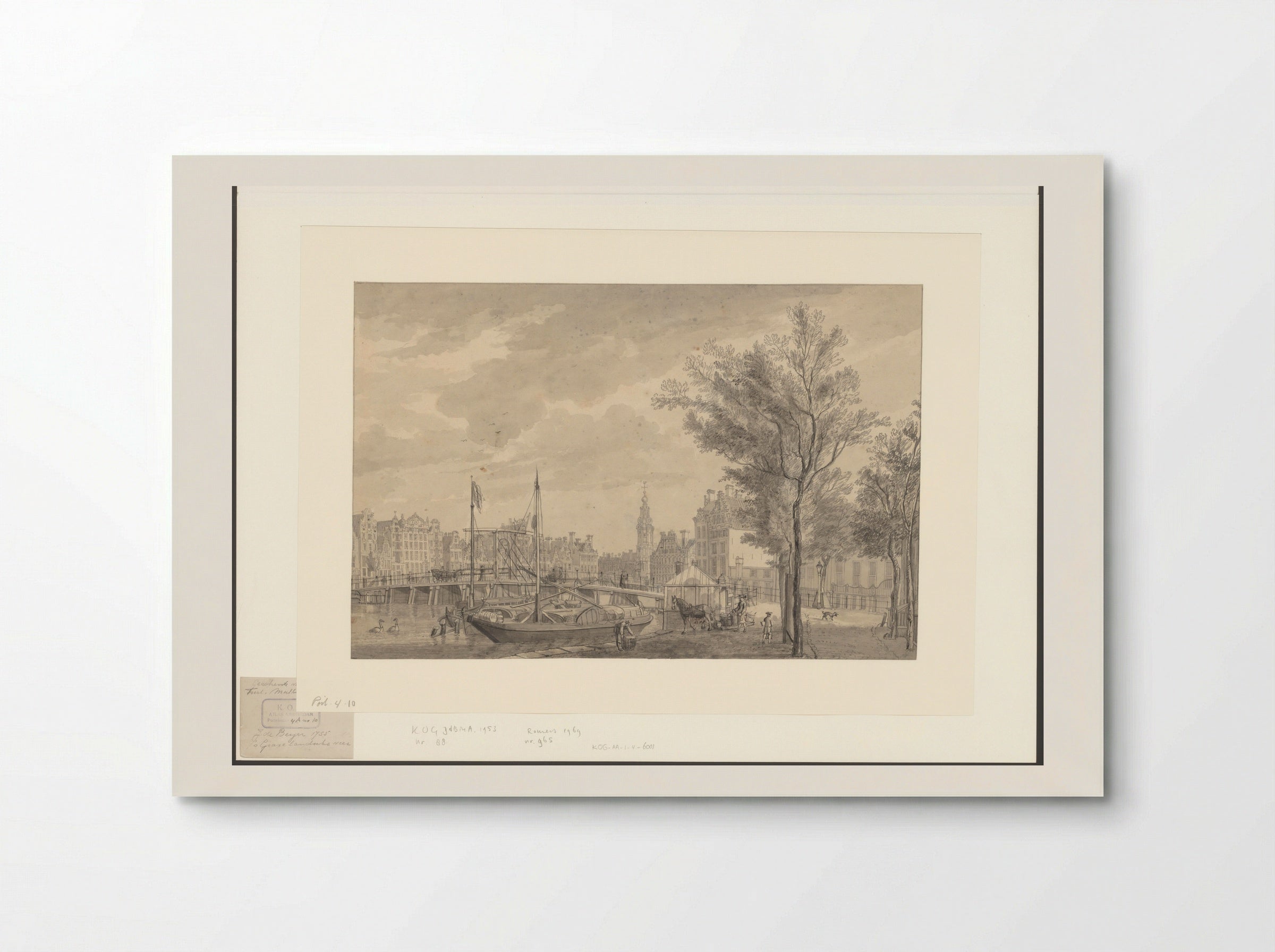 Gezicht op de Amstel gezien vanaf het 's-Gravelandseveer, gezien naar de Munttoren - Jan de Beijer - Poster