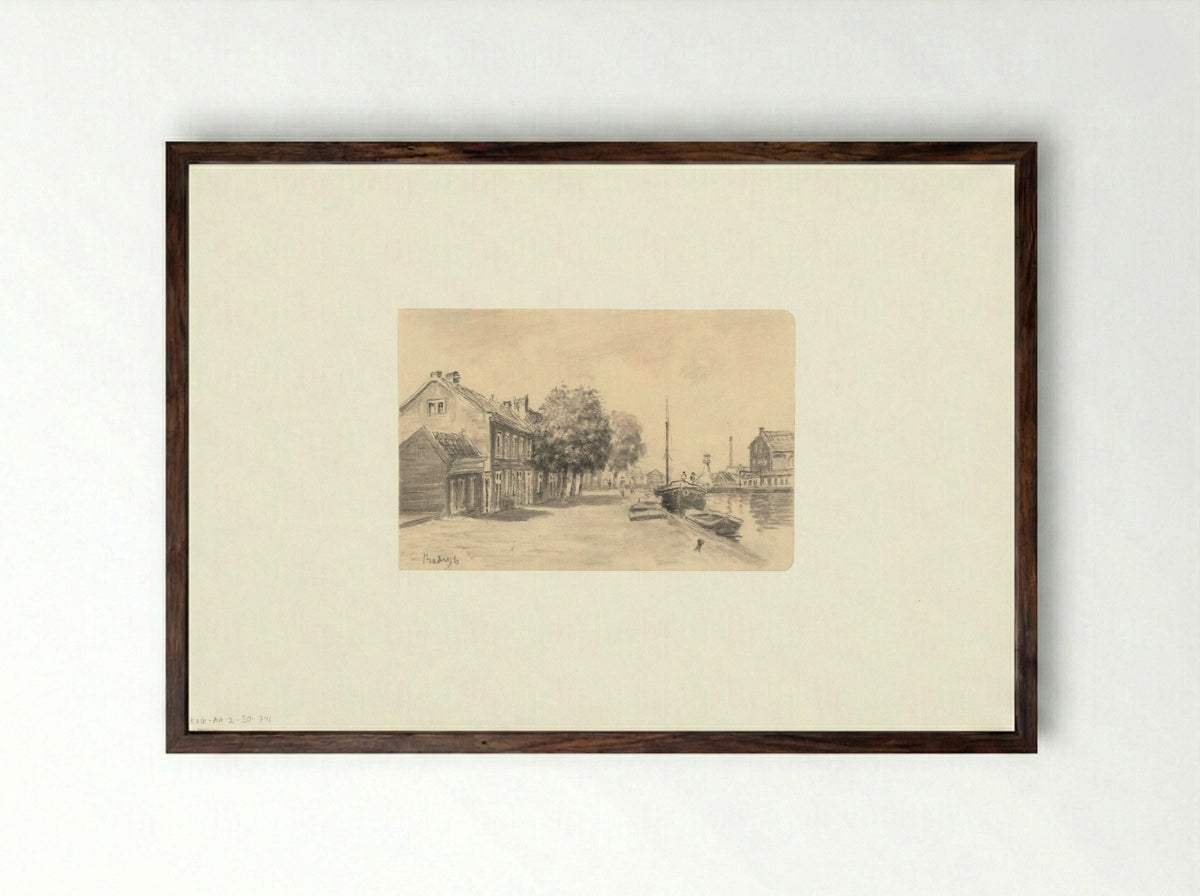 Gezicht op de Baarsjesweg aan de Kostverlorenvaart - Anthonie van Teijn - Framed Print Dark Wood