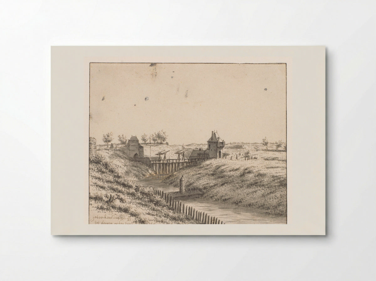 Gezicht op de Bospoort te Bergen op Zoom - Barend Klotz - Poster