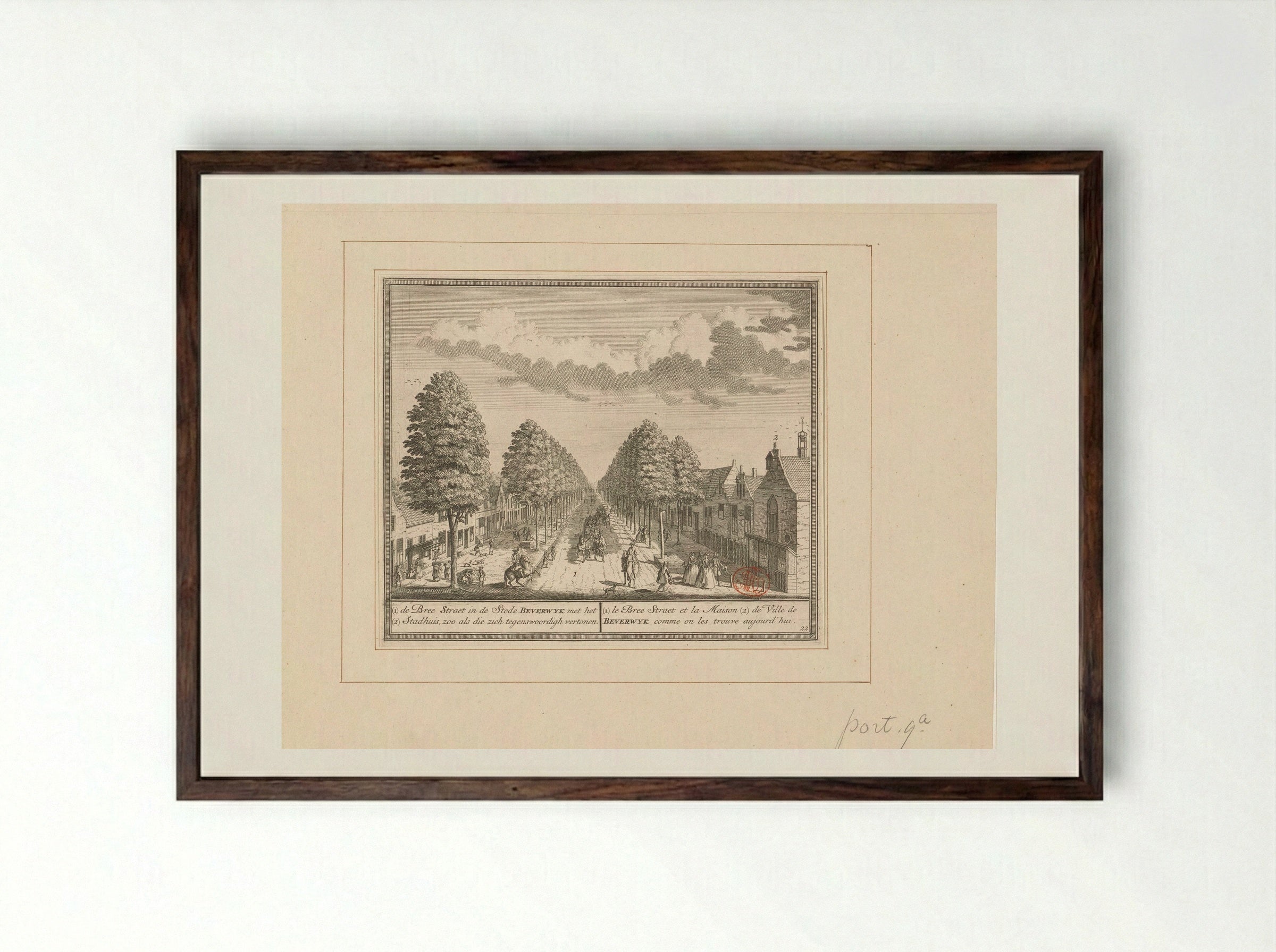 Gezicht op de Breestraat te Beverwijk - Hendrik de Leth - Framed Print Dark Wood