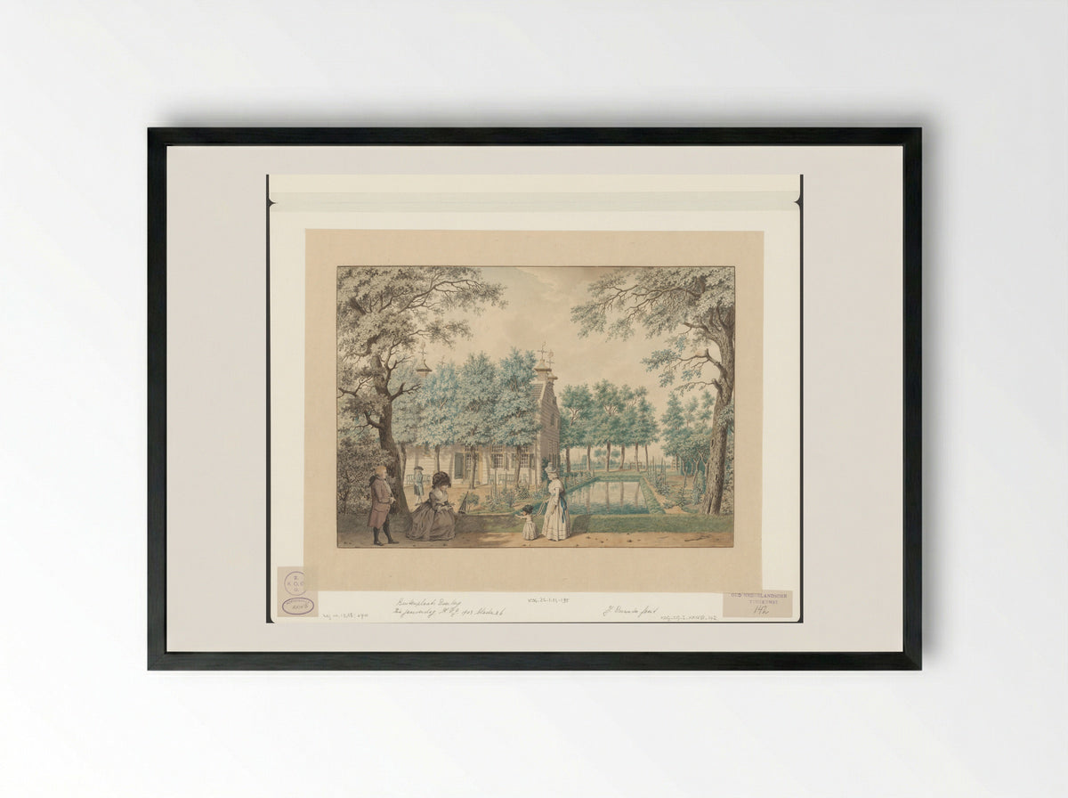 Gezicht op de Buitenplaats Overberg - Isaac Ouwater - Framed Print Black