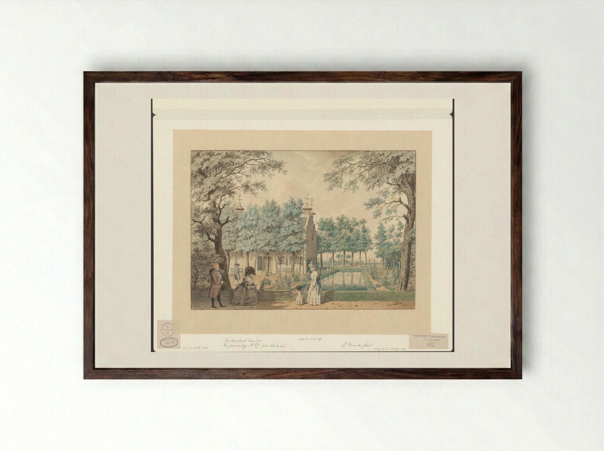 Gezicht op de Buitenplaats Overberg - Isaac Ouwater - Framed Print Dark Wood