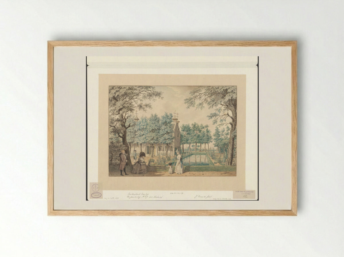 Gezicht op de Buitenplaats Overberg - Isaac Ouwater - Framed Print Wood