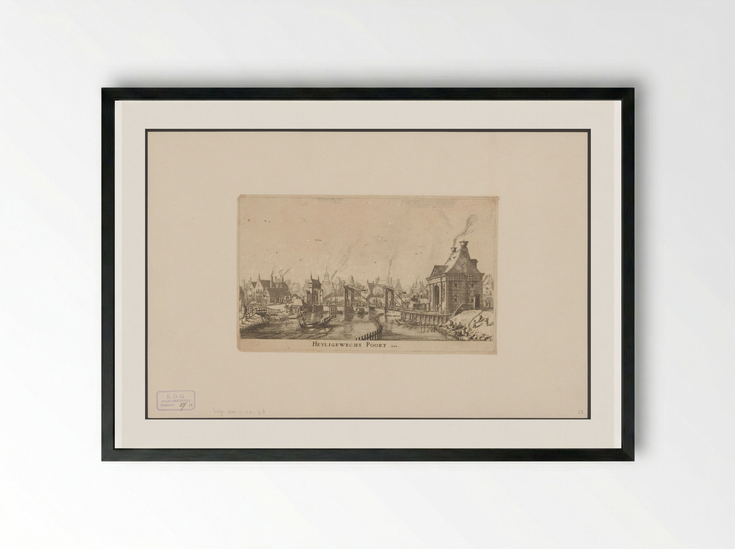 Gezicht op de Derde Heiligewegspoort te Amsterdam - Reinier Nooms - Framed Print Black