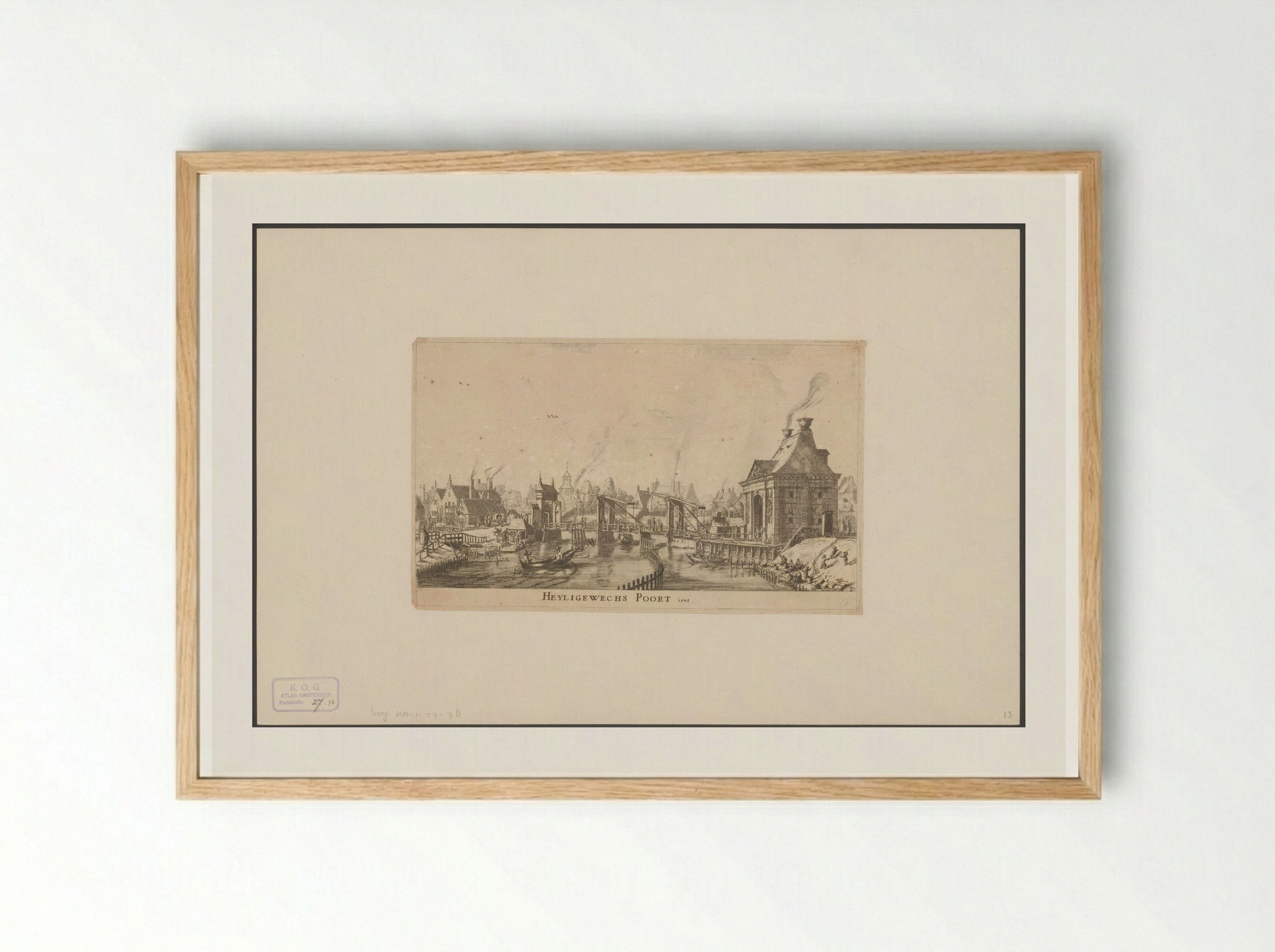 Gezicht op de Derde Heiligewegspoort te Amsterdam - Reinier Nooms - Framed Print Wood