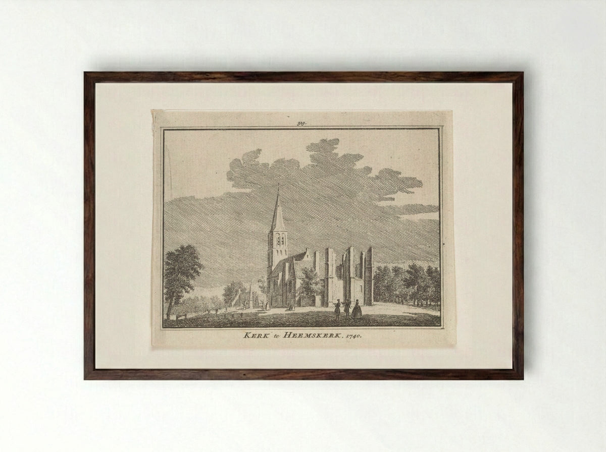 Gezicht op de Dorpskerk te Heemskerk - Hendrik Spilman - Framed Print Dark Wood