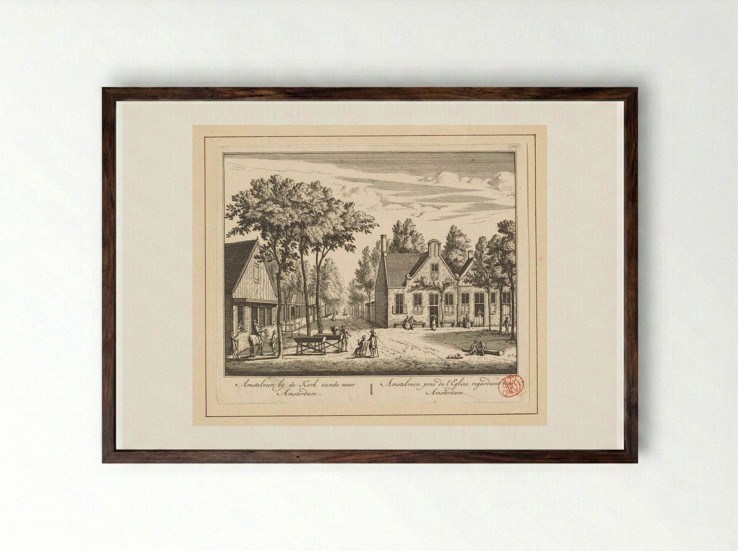 Gezicht op de Dorpstraat te Amstelveen - Abraham Rademaker - Framed Print Dark Wood