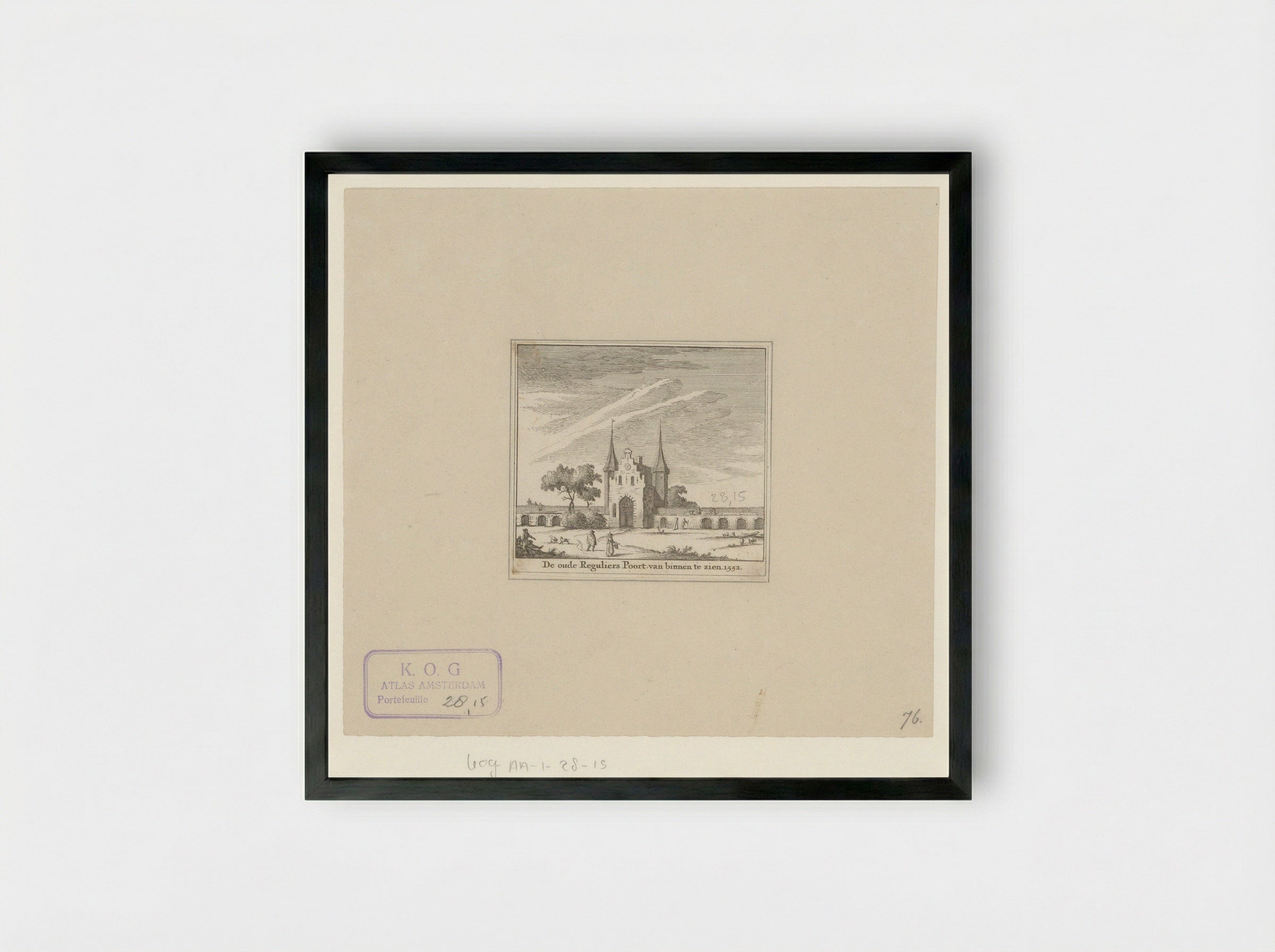 Gezicht op de Eerste Regulierspoort te Amsterdam, 1552 - Jan Goeree - Framed Print Black