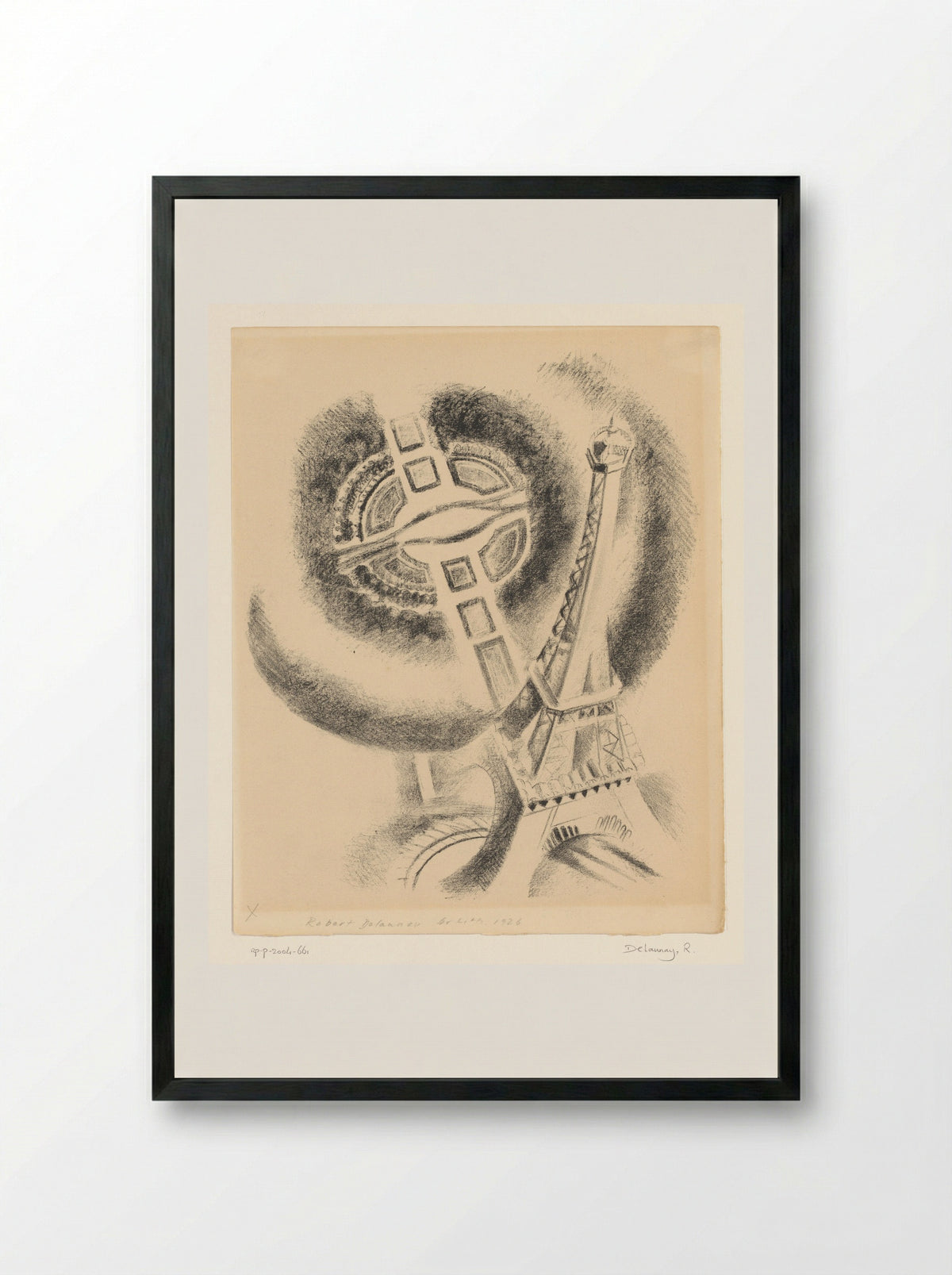 Gezicht op de Eiffeltoren en het Champ-de-Mars van bovenaf gezien - Robert Delaunay - Framed Print Black