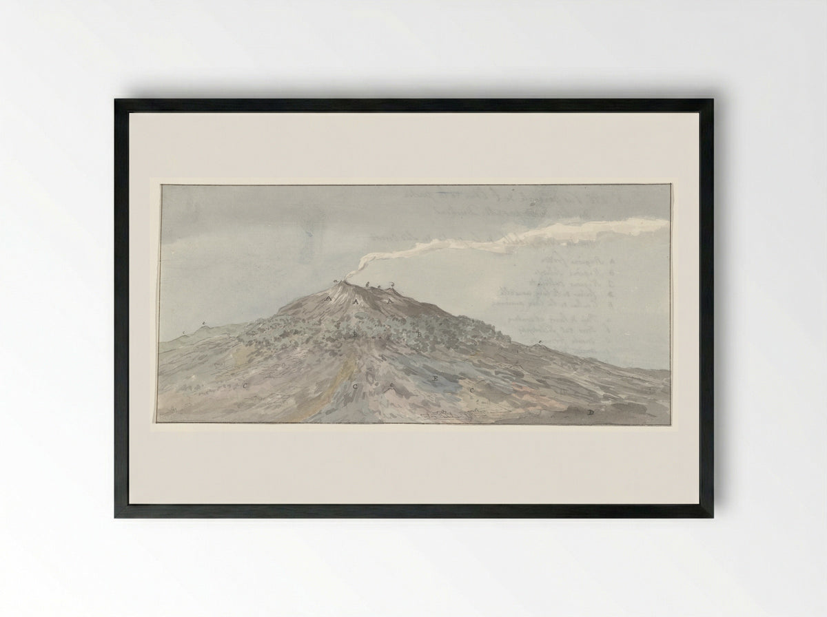 Gezicht op de Etna gezien vanuit het zuidwesten - Willem Carel Dierkens - Framed Print Black