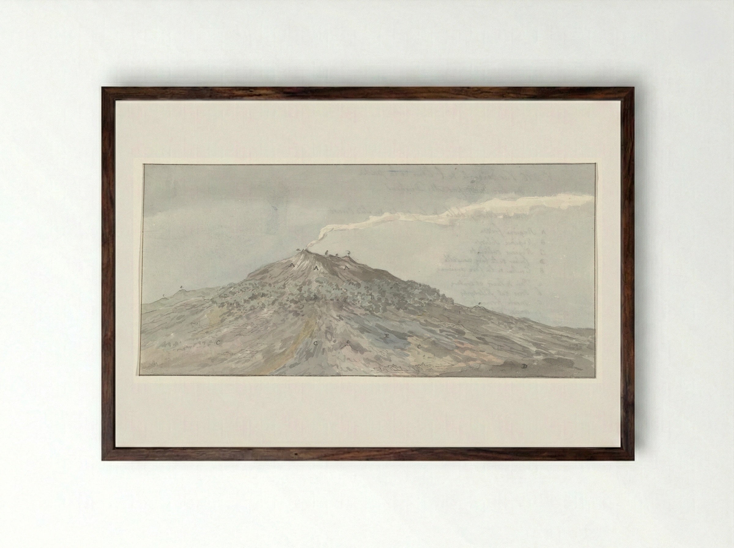 Gezicht op de Etna gezien vanuit het zuidwesten - Willem Carel Dierkens - Framed Print Dark Wood