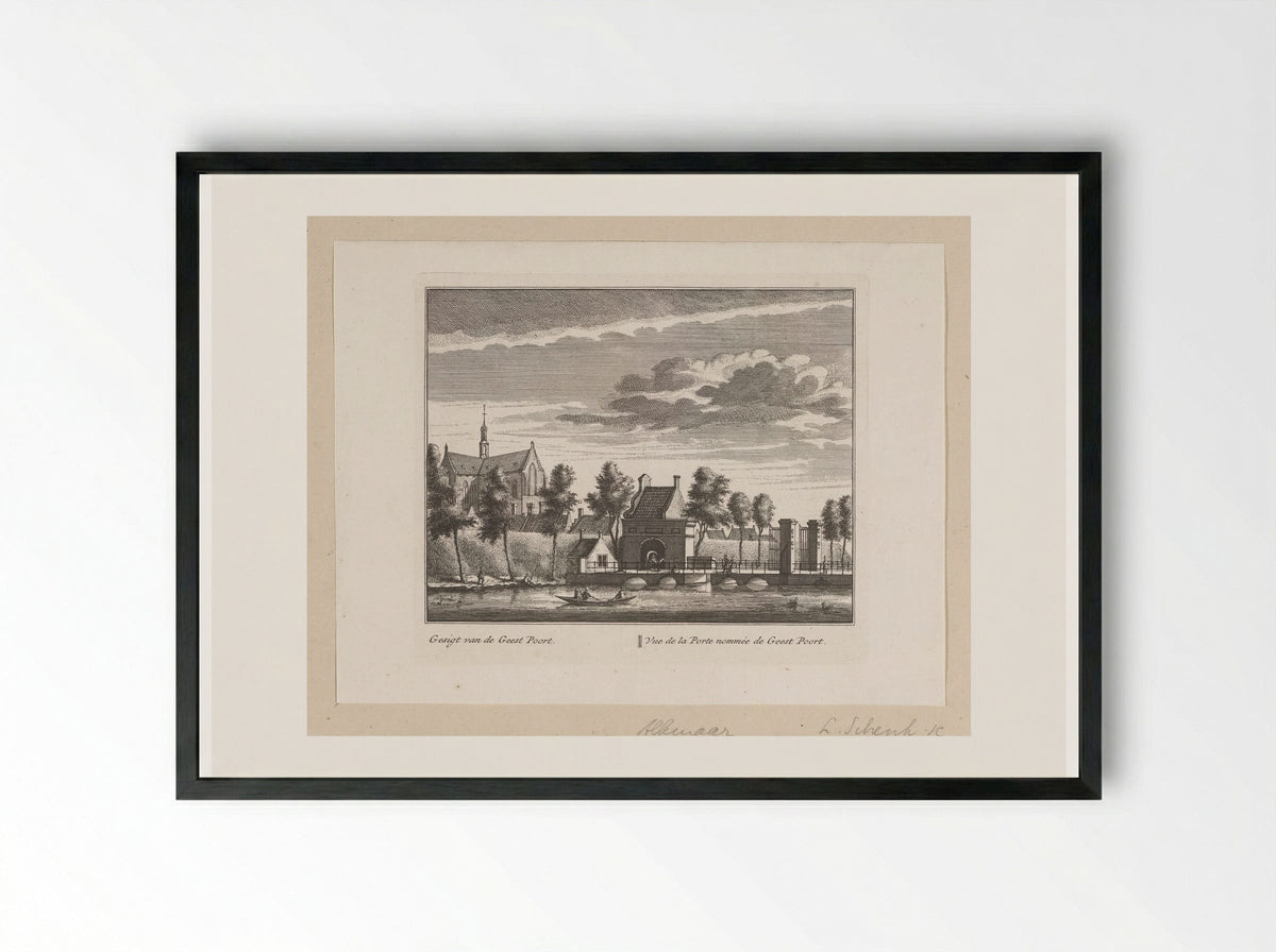 Gezicht op de Geesterpoort te Alkmaar - Leonard Schenk - Framed Print Black