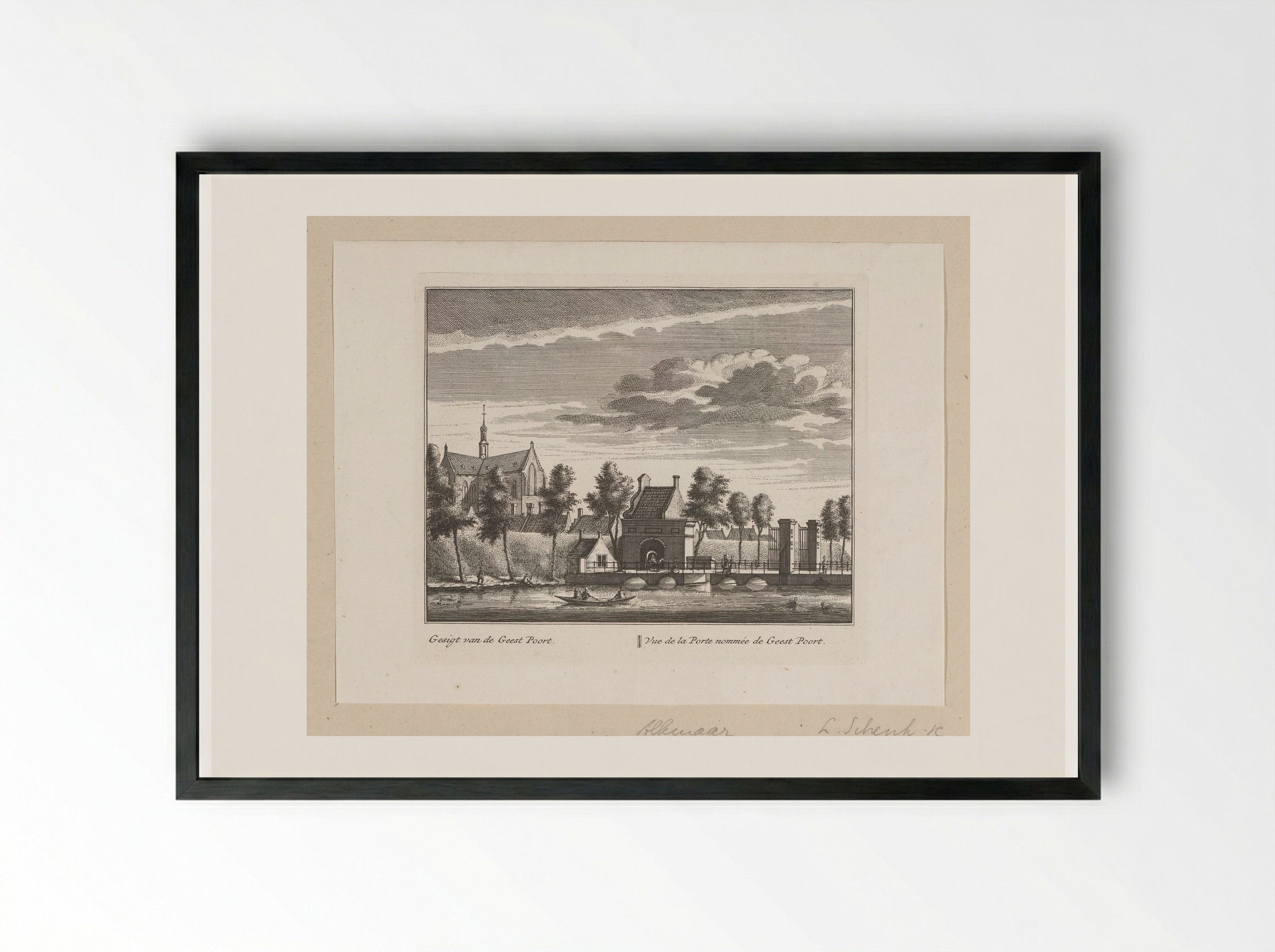 Gezicht op de Geesterpoort te Alkmaar - Leonard Schenk - Framed Print Black