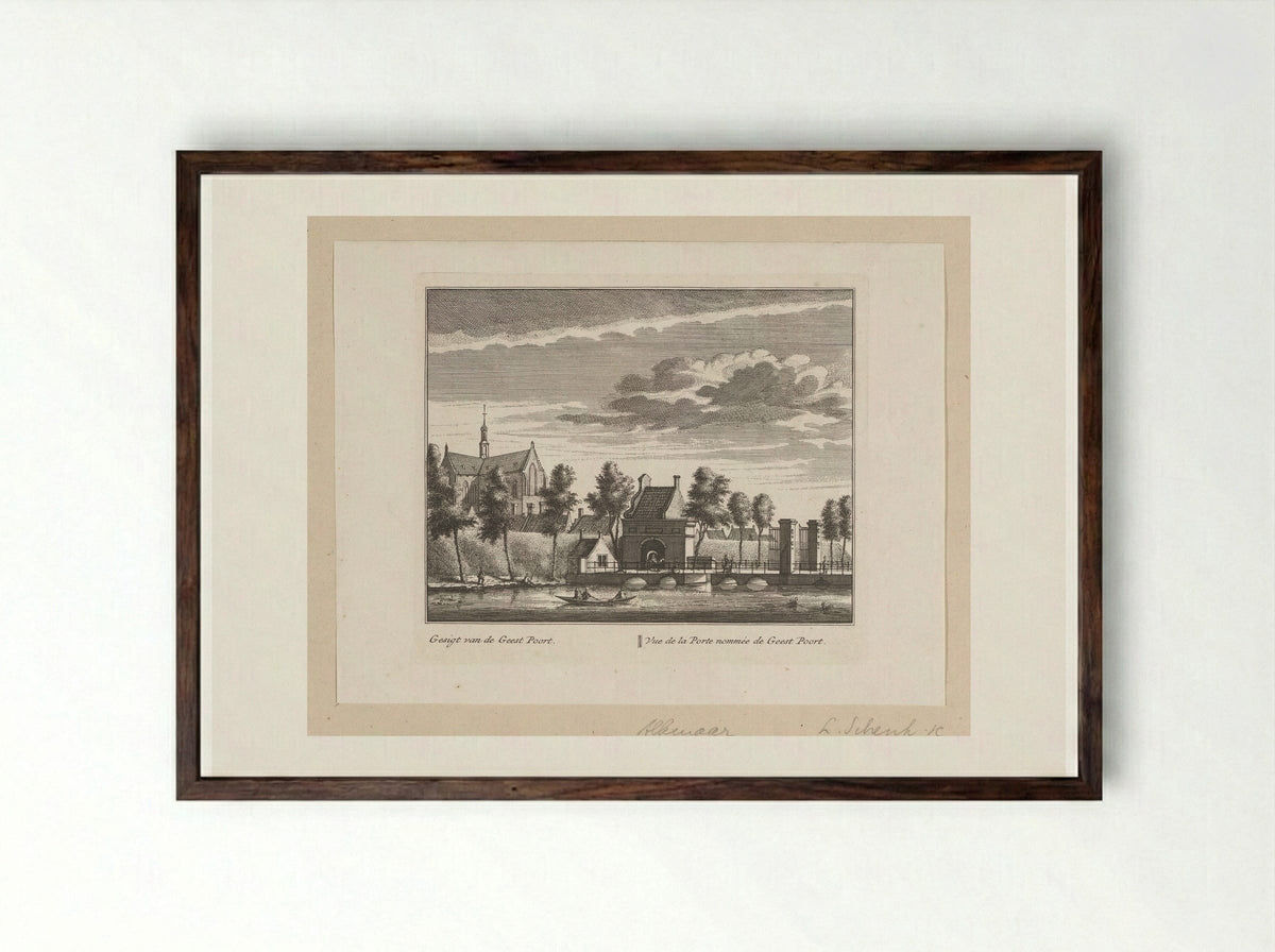 Gezicht op de Geesterpoort te Alkmaar - Leonard Schenk - Framed Print Dark Wood