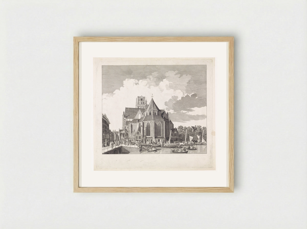Gezicht op de Grote of Sint-Laurenskerk te Rotterdam - Jan Punt - Framed Print Wood