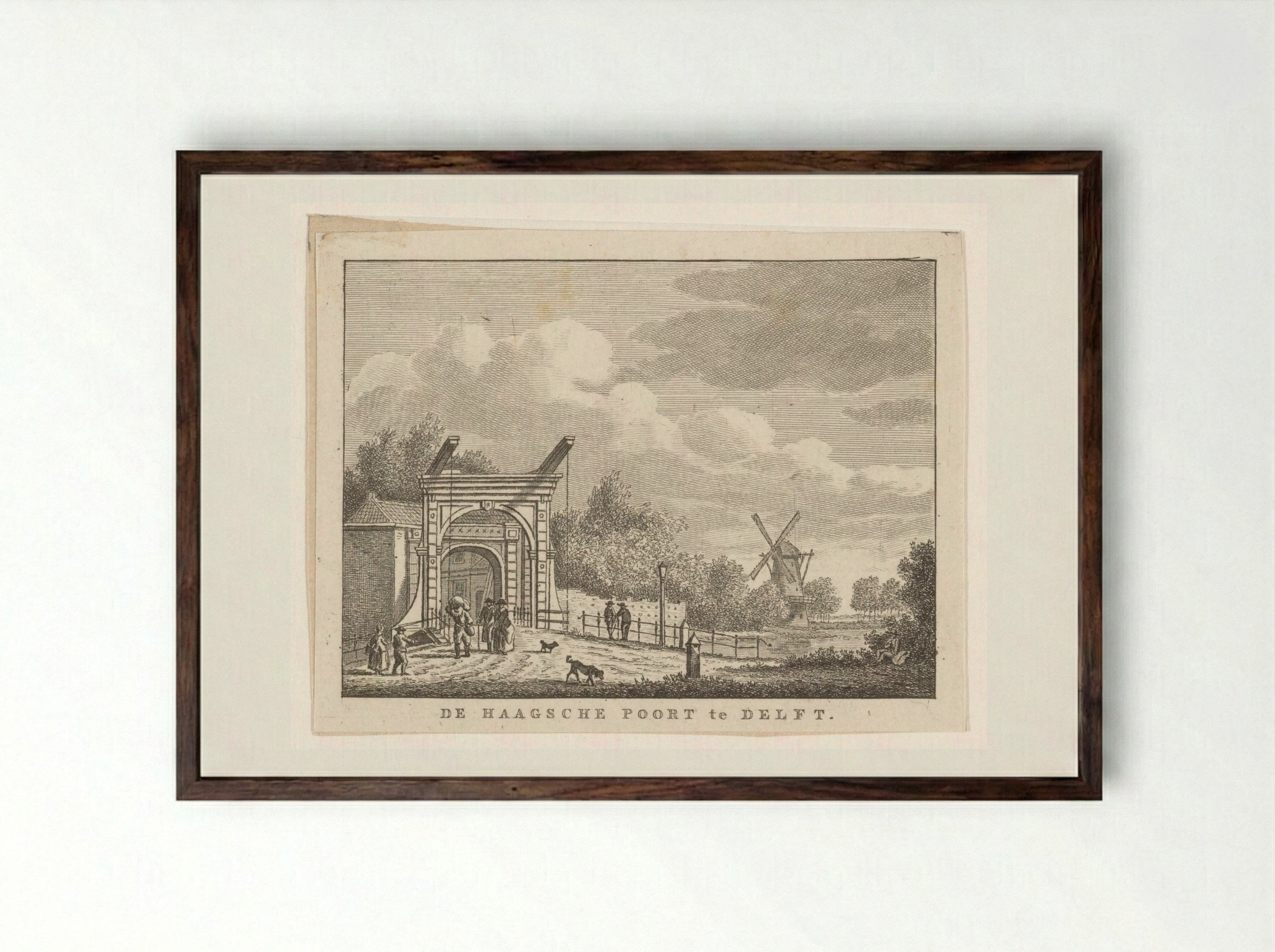 Gezicht op de Haagpoort te Delft - Carel Frederik Bendorp (I) - Framed Print Dark Wood