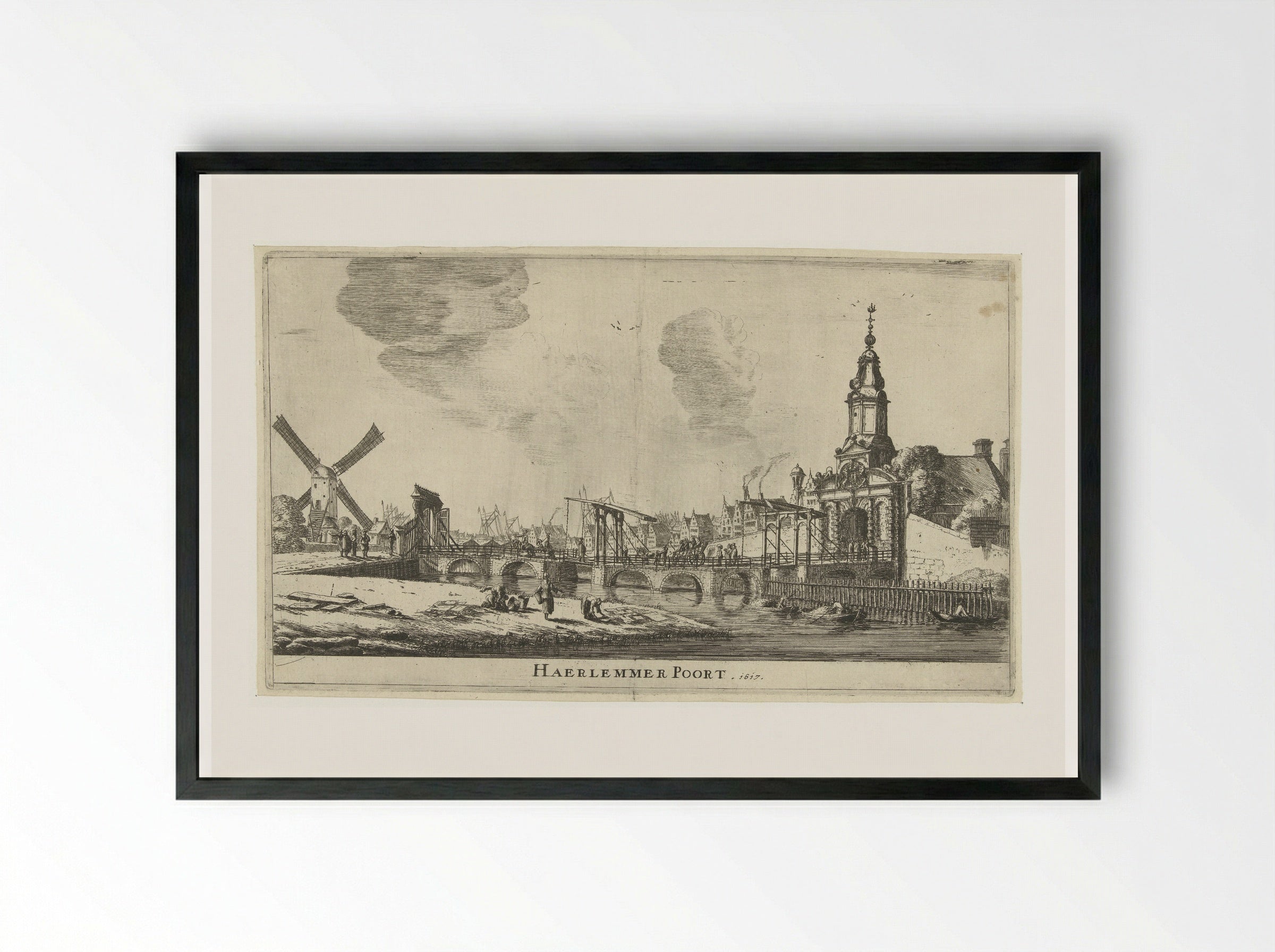 Gezicht op de Haarlemmerpoort te Amsterdam - Reinier Nooms - Framed Print Black