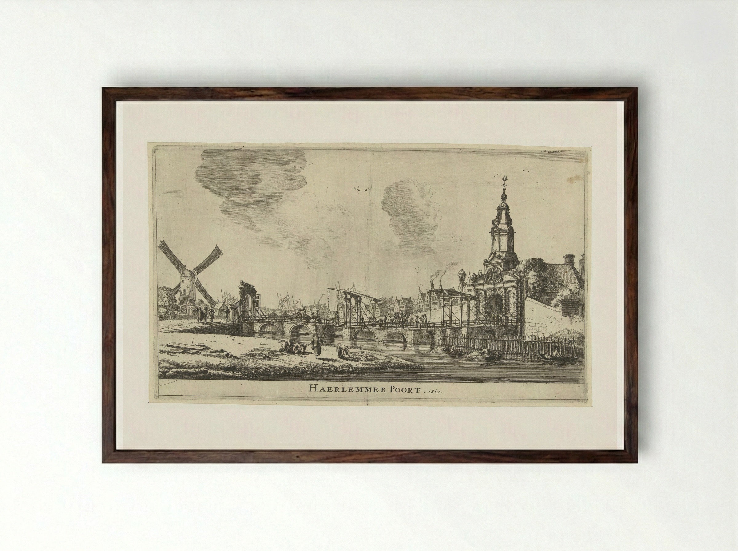 Gezicht op de Haarlemmerpoort te Amsterdam - Reinier Nooms - Framed Print Dark Wood