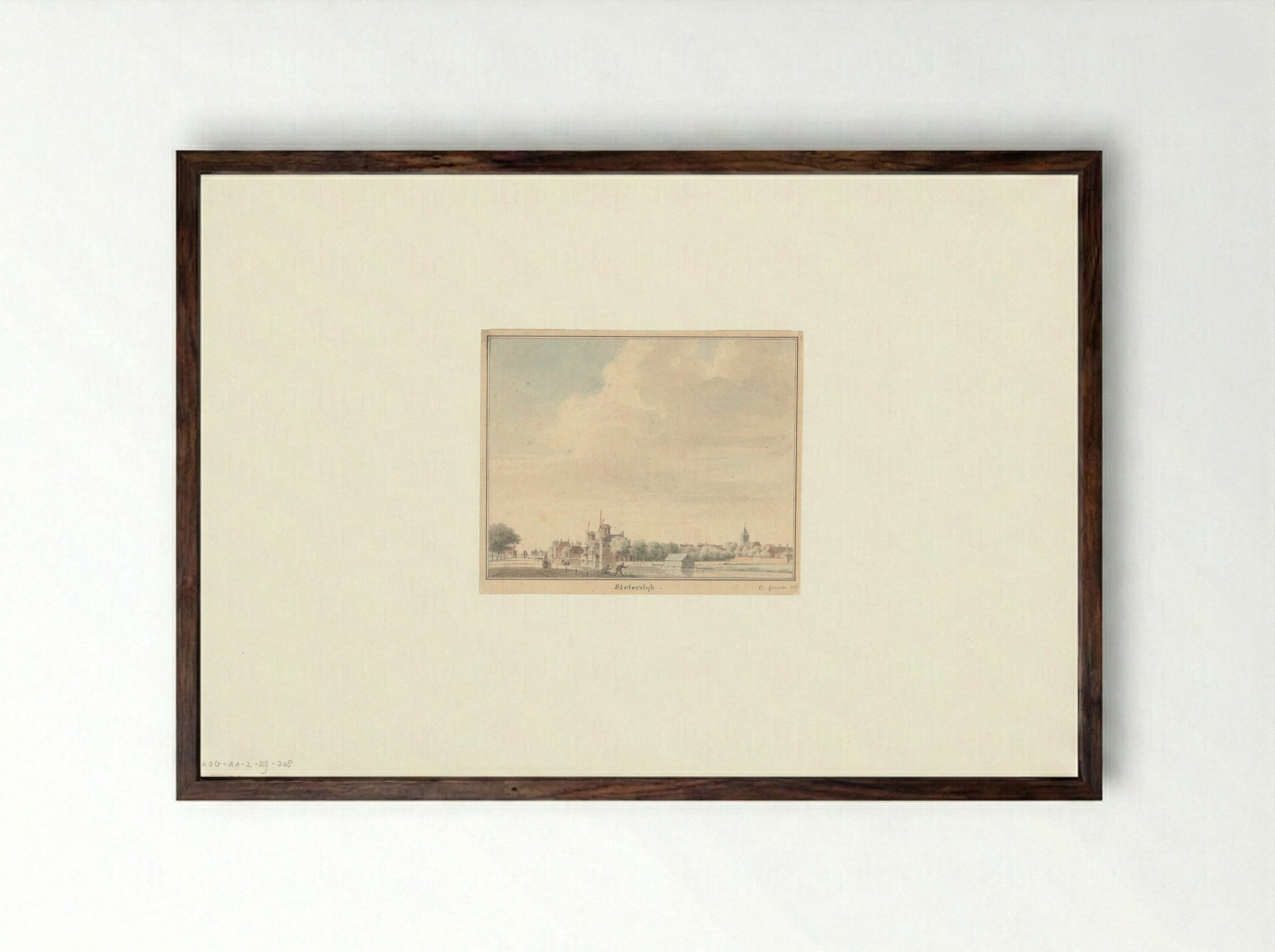 Gezicht op de Haarlemmervaart gezien naar het tolhek bij Sloterdijk - Cornelis Pronk - Framed Print Dark Wood