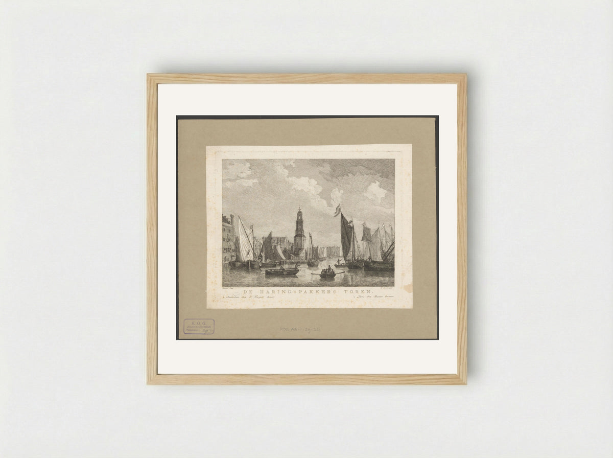 Gezicht op de Haringpakkerstoren te Amsterdam - F.W. Musculus - Framed Print Wood