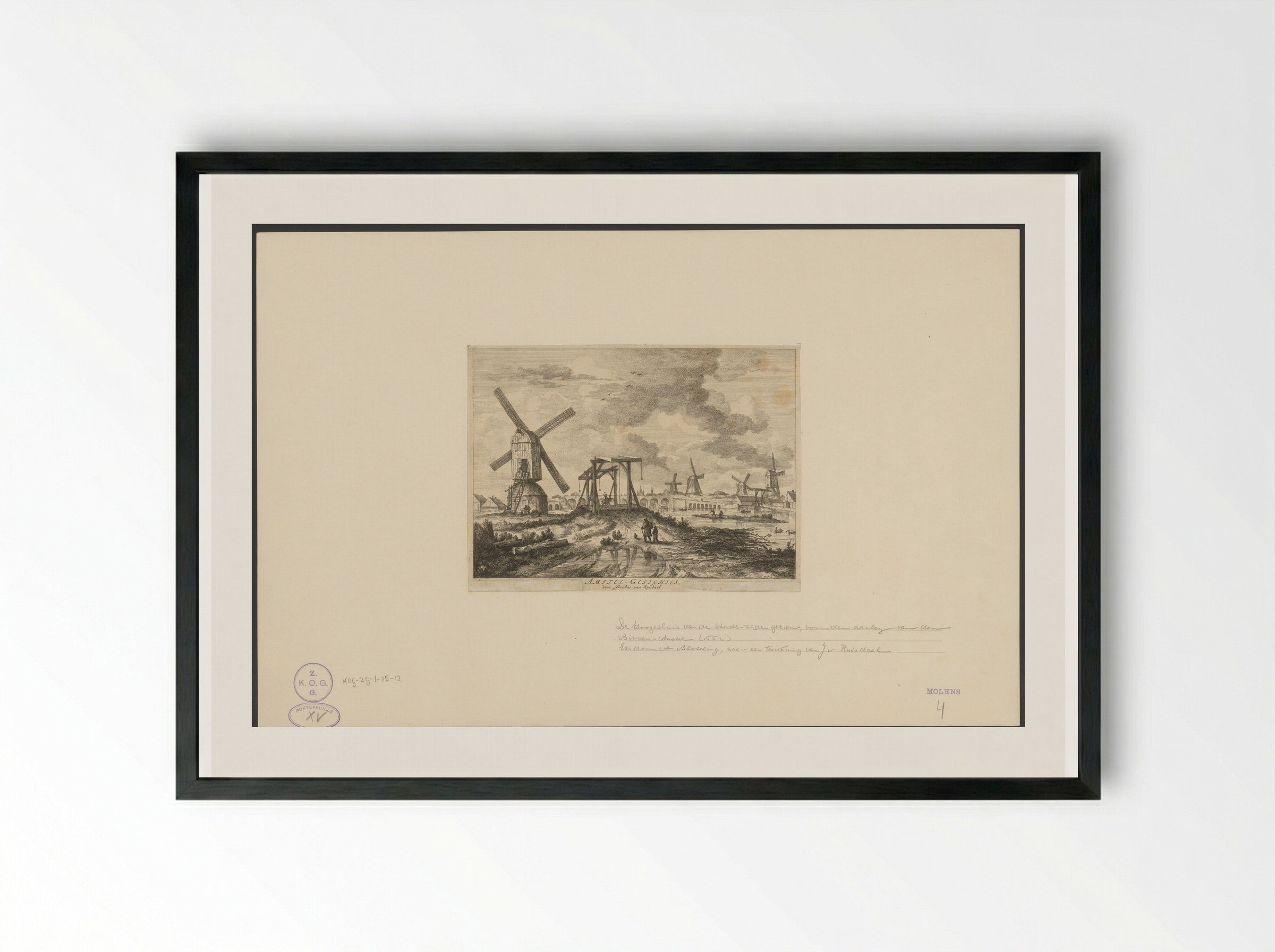 Gezicht op de Hogesluis vanaf de Utrechtse zijde - Abraham Bloteling - Framed Print Black