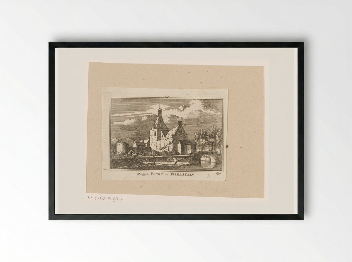 Gezicht op de IJsselpoort te IJsselstein - Abraham Rademaker - Framed Print Black