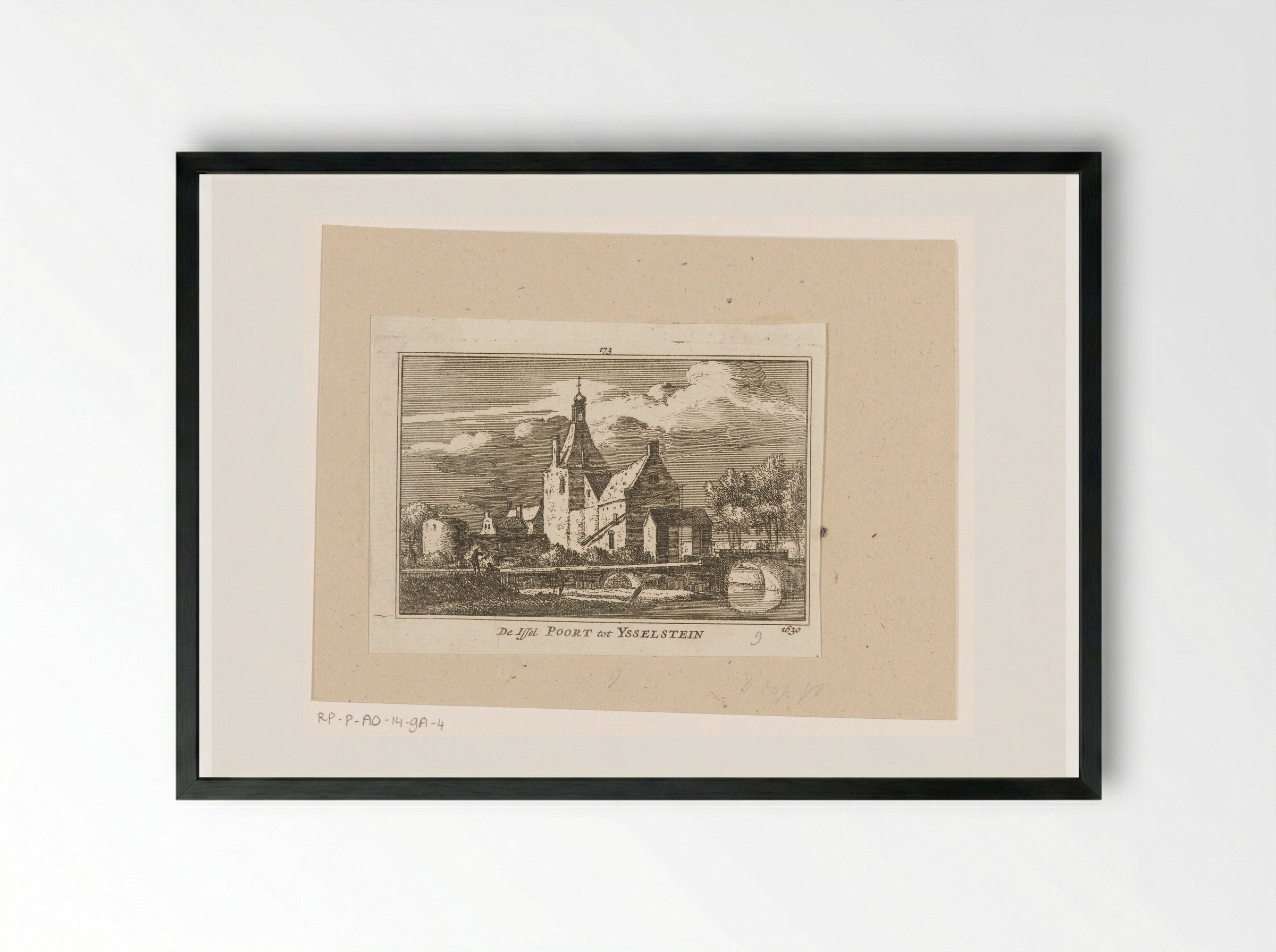 Gezicht op de IJsselpoort te IJsselstein - Abraham Rademaker - Framed Print Black