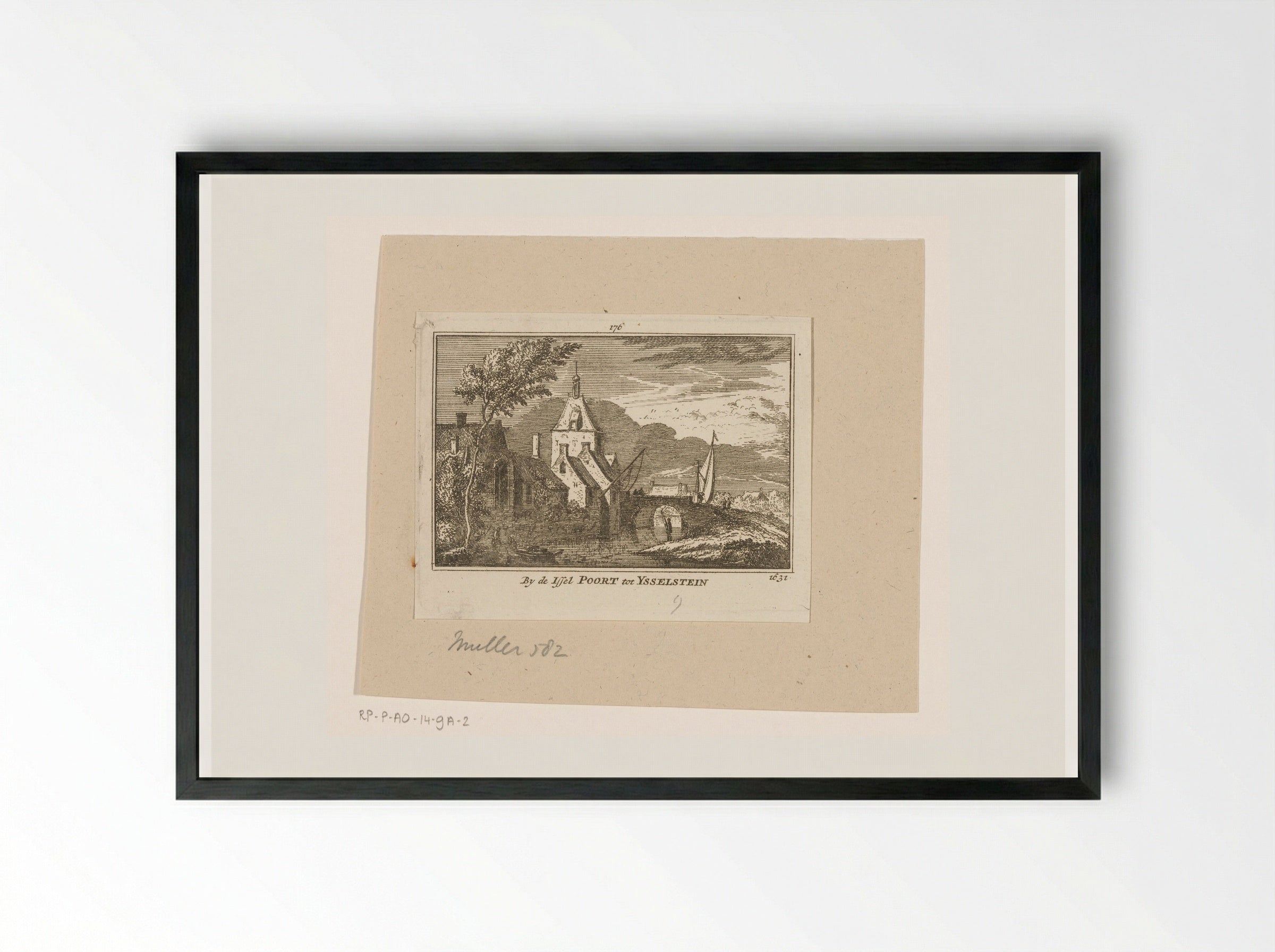Gezicht op de IJsselpoort te IJsselstein - Abraham Rademaker - Framed Print Black