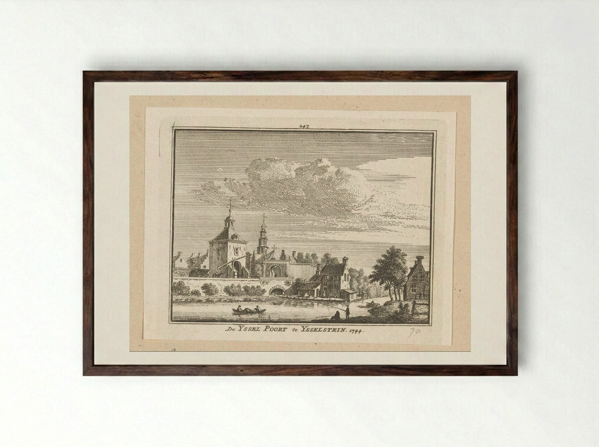 Gezicht op de IJsselpoort te IJsselstein - Hendrik Spilman - Framed Print Dark Wood