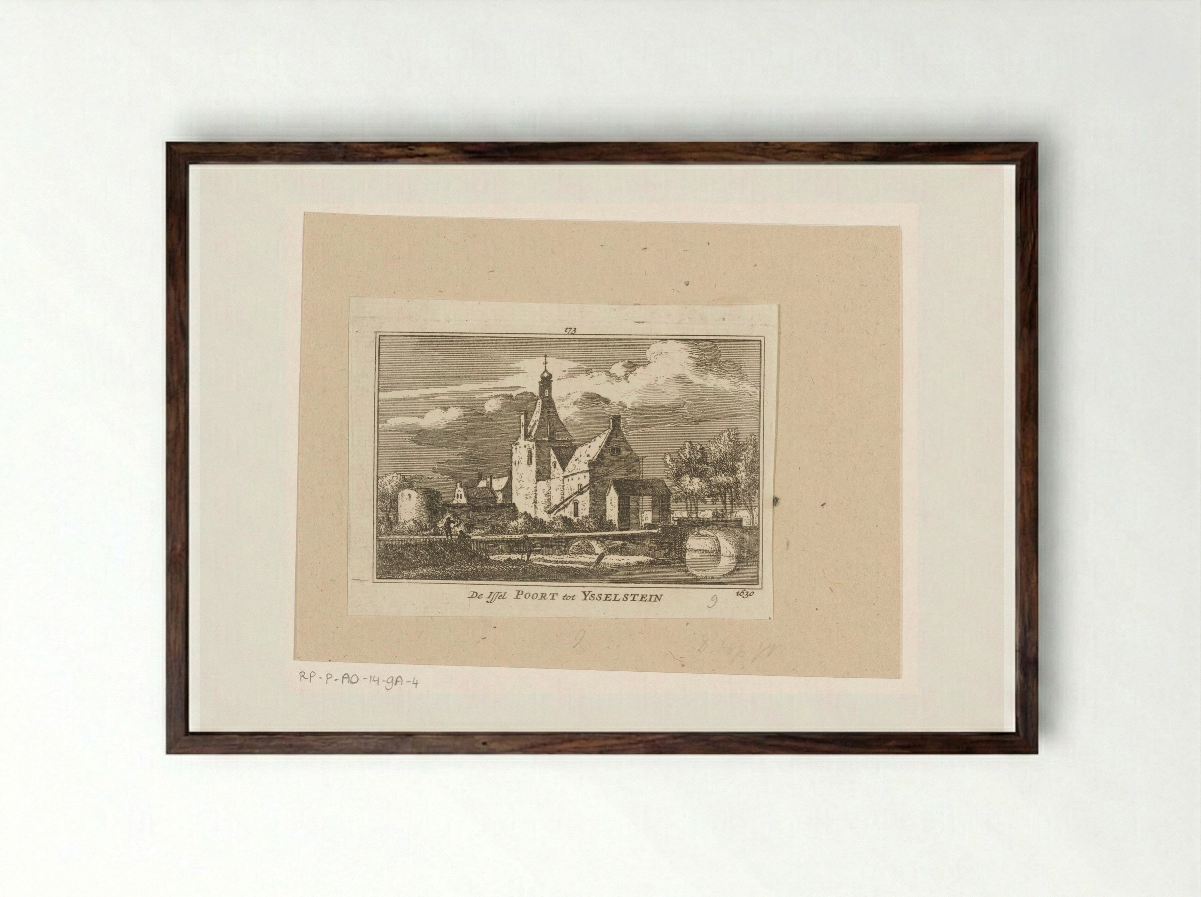 Gezicht op de IJsselpoort te IJsselstein - Abraham Rademaker - Framed Print Dark Wood