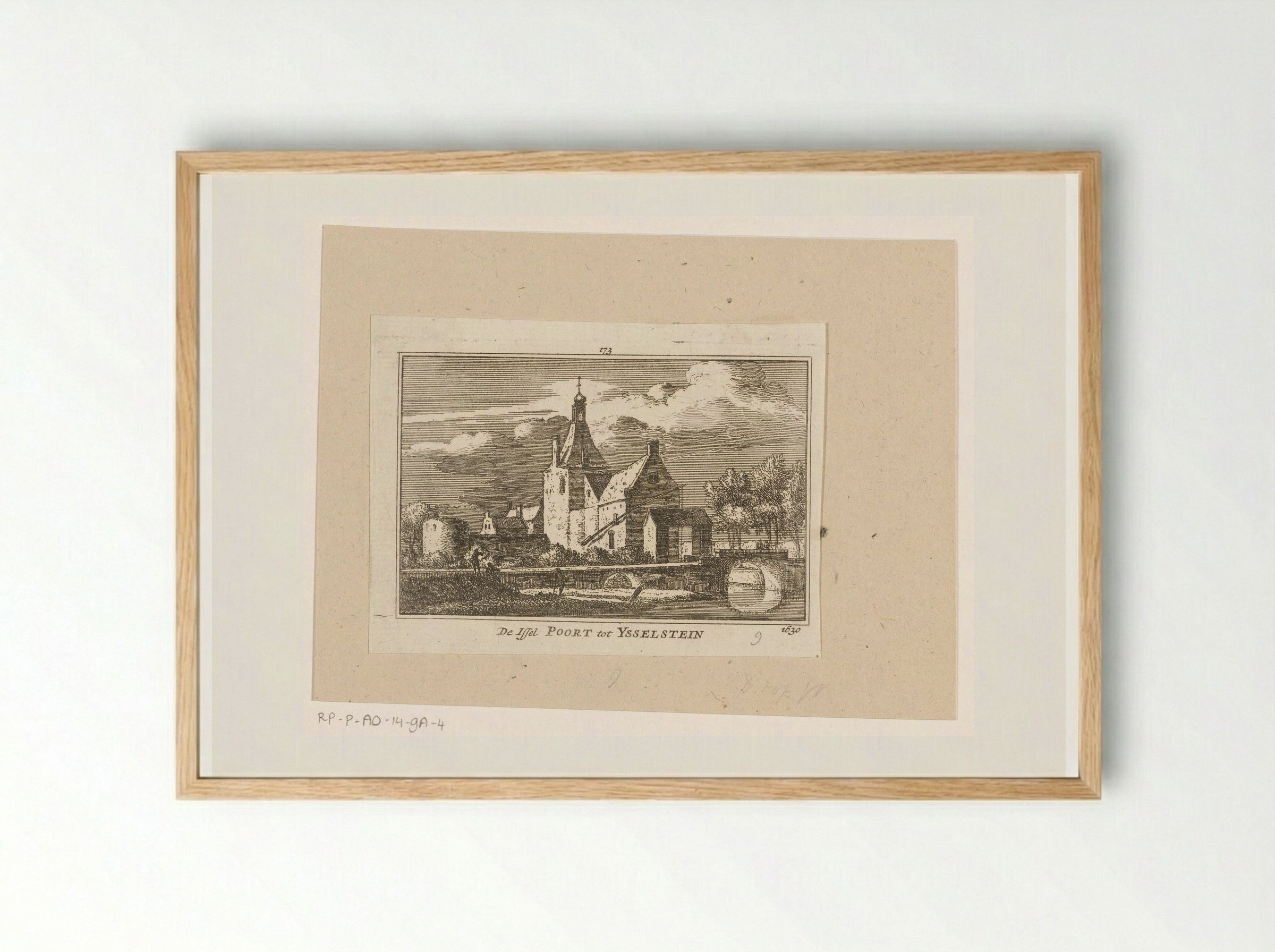 Gezicht op de IJsselpoort te IJsselstein - Abraham Rademaker - Framed Print Wood