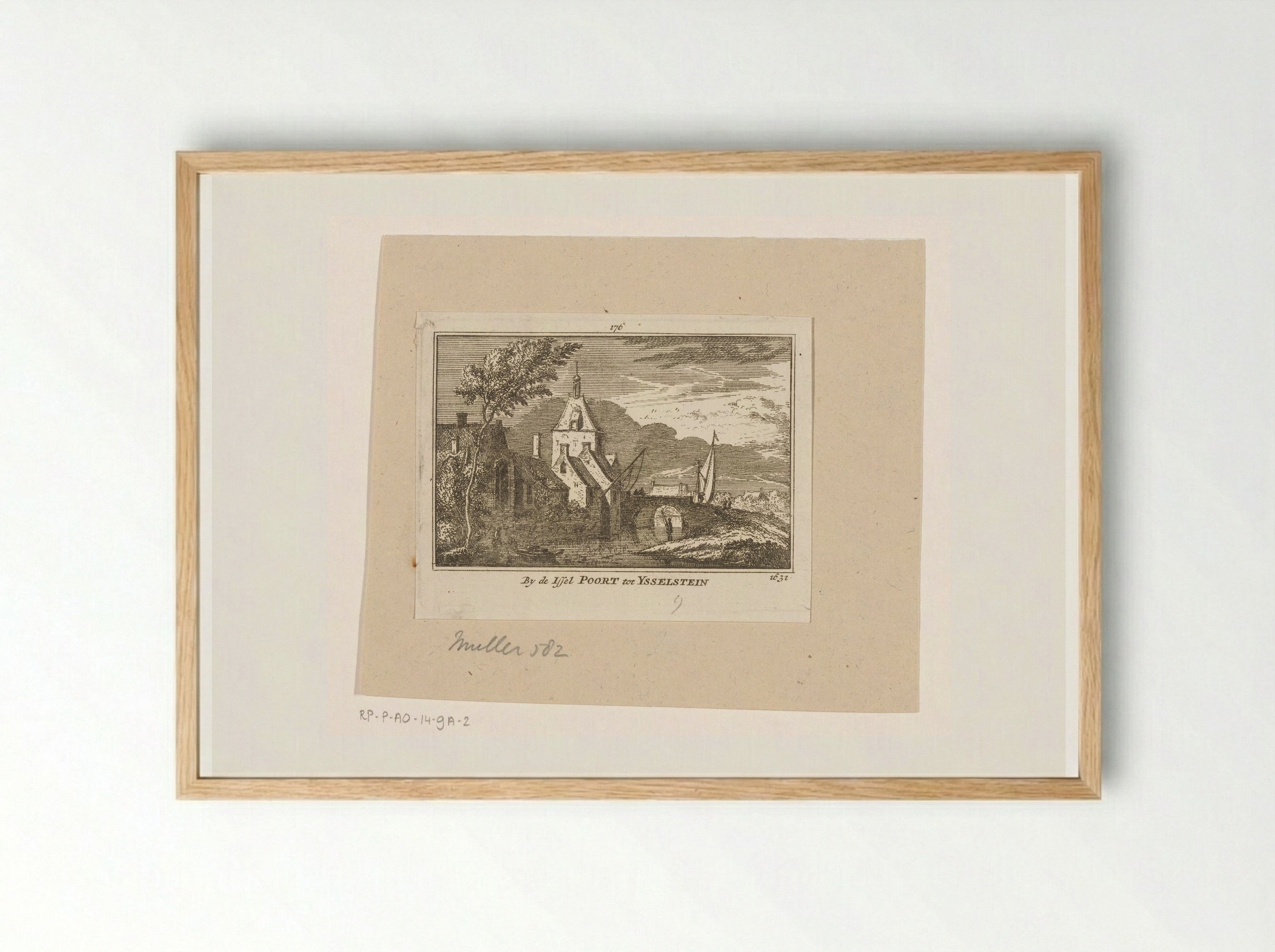 Gezicht op de IJsselpoort te IJsselstein - Abraham Rademaker - Framed Print Wood