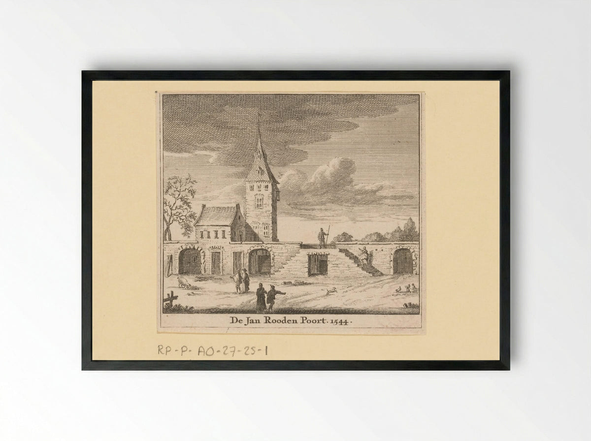 Gezicht op de Jan Roodenpoort te Amsterdam, 1544 - Jan Goeree - Framed Print Black
