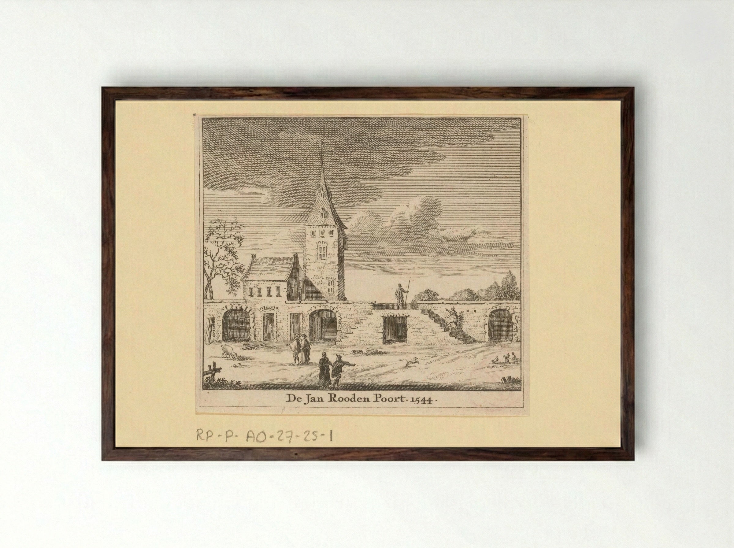 Gezicht op de Jan Roodenpoort te Amsterdam, 1544 - Jan Goeree - Framed Print Dark Wood