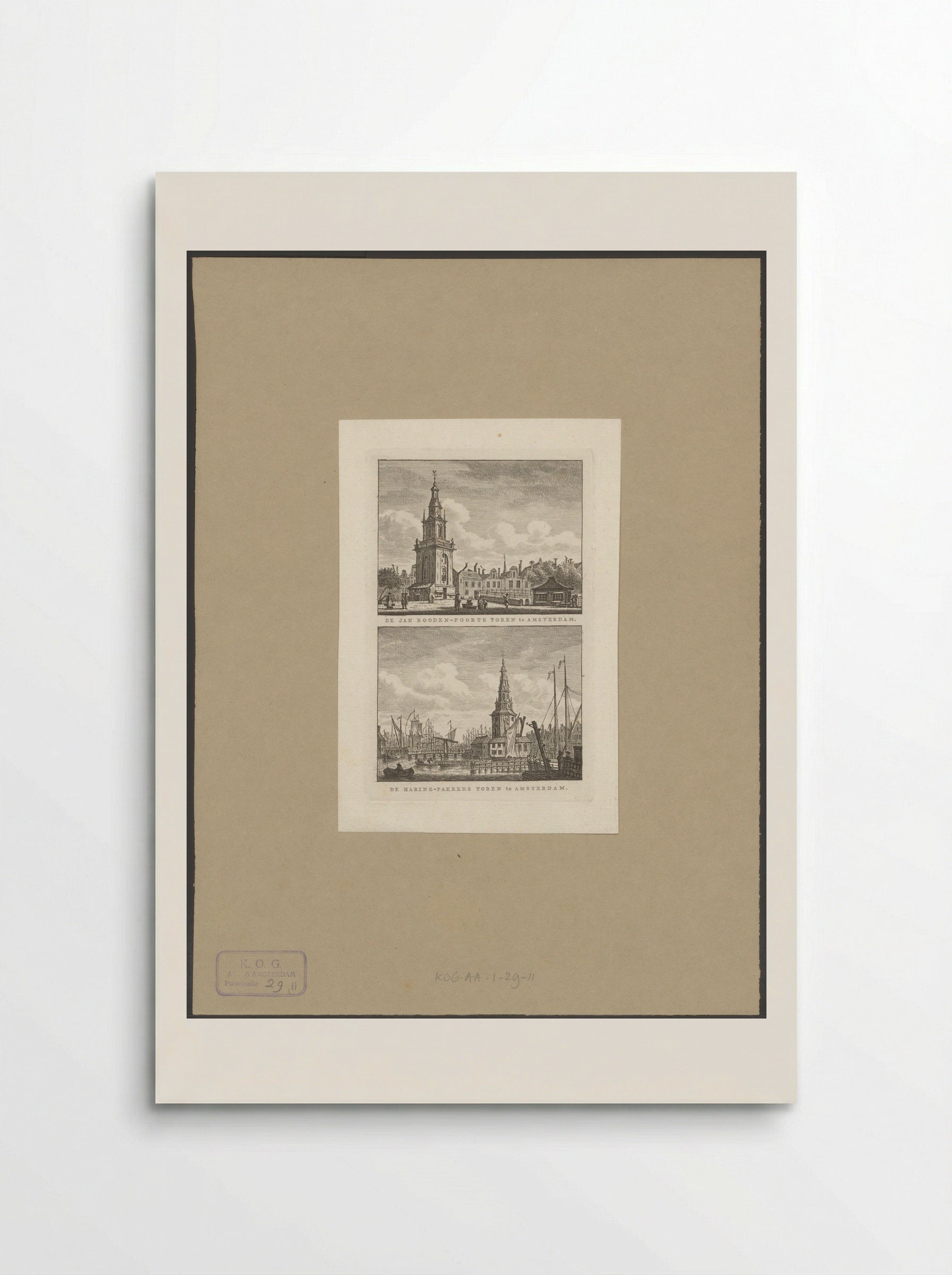 Gezicht op de Jan Roodenpoortstoren en Haringpakkerstoren te Amsterdam - Carel Frederik Bendorp (I) - Poster