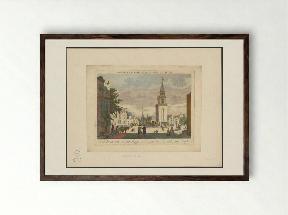 Gezicht op de Jan Roodenpoortstoren te Amsterdam - Willem Writs - Framed Print Dark Wood