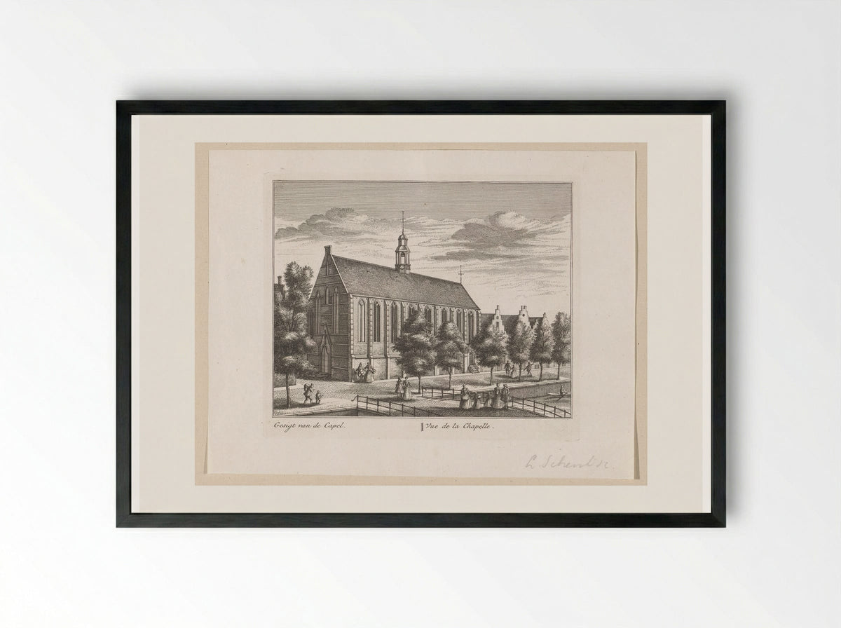 Gezicht op de Kapelkerk te Alkmaar - Leonard Schenk - Framed Print Black