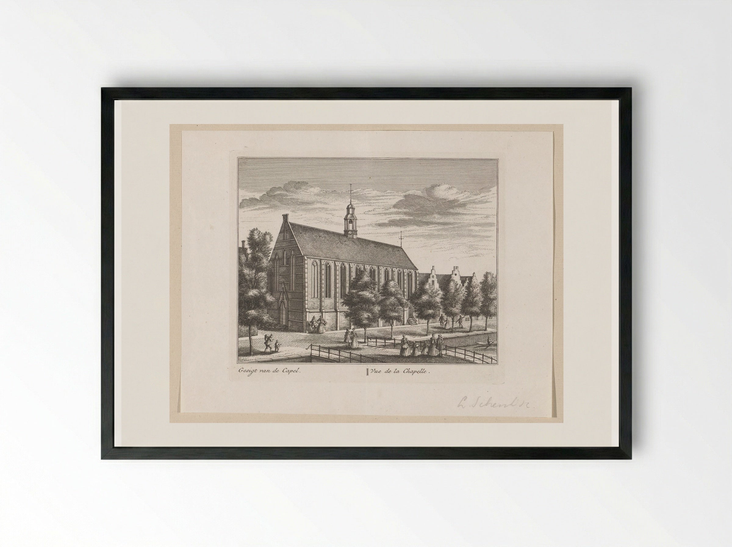Gezicht op de Kapelkerk te Alkmaar - Leonard Schenk - Framed Print Black