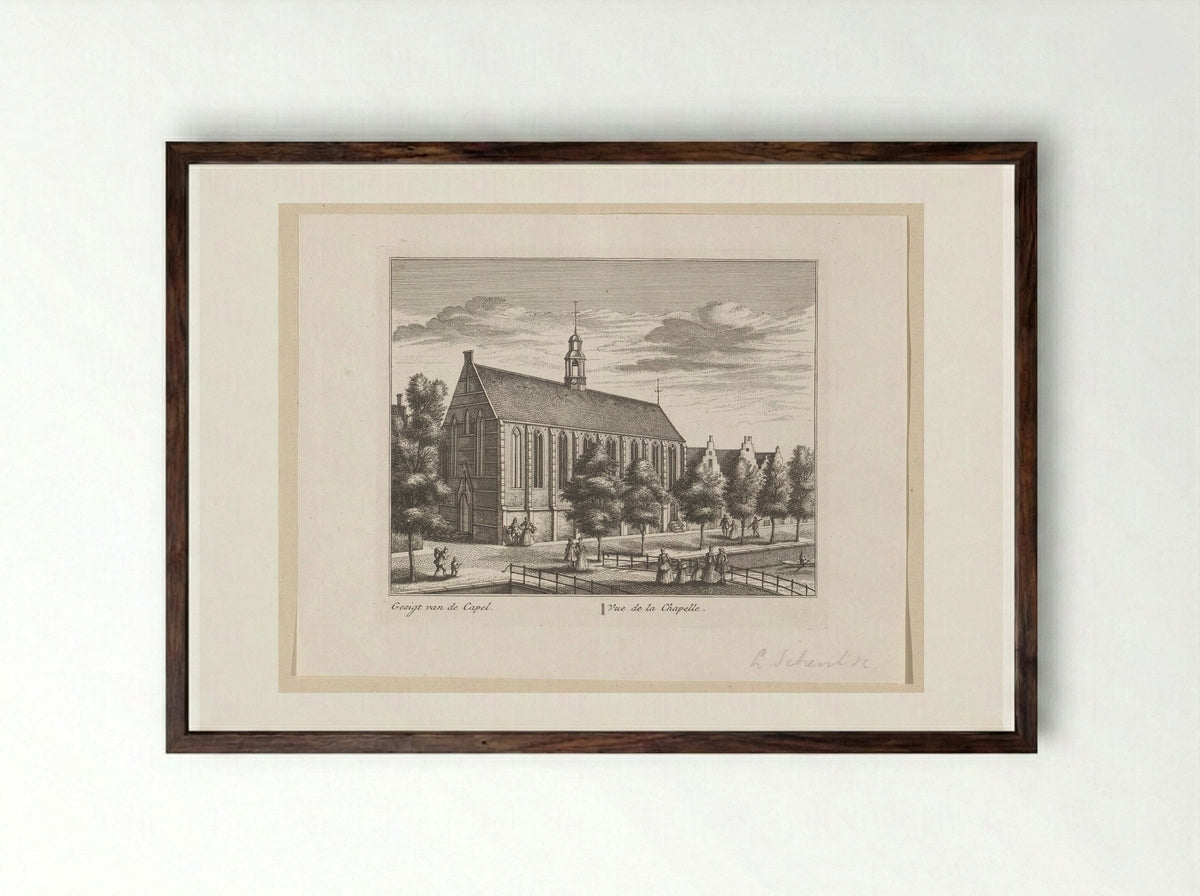 Gezicht op de Kapelkerk te Alkmaar - Leonard Schenk - Framed Print Dark Wood