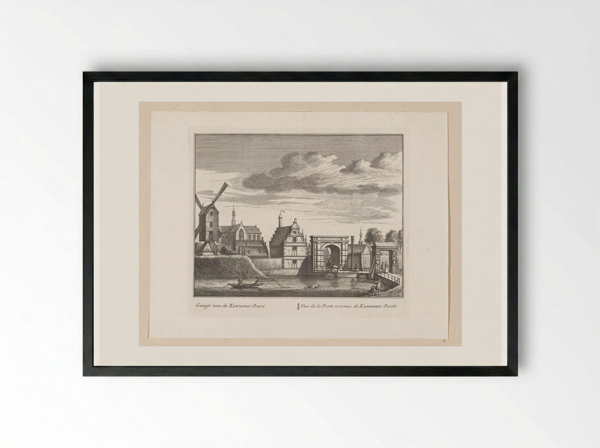 Gezicht op de Kennemerpoort te Alkmaar - Leonard Schenk - Framed Print Black