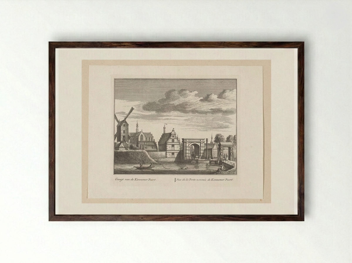 Gezicht op de Kennemerpoort te Alkmaar - Leonard Schenk - Framed Print Dark Wood