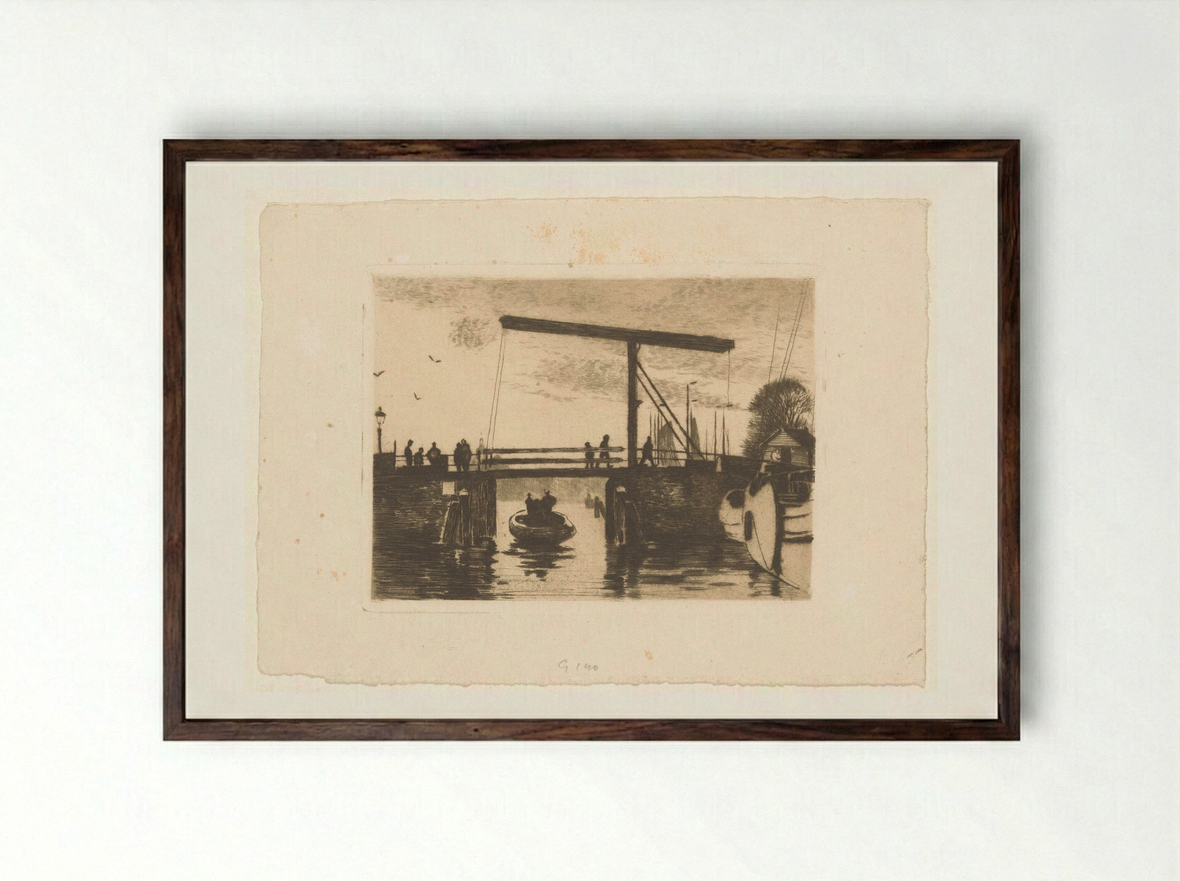 Gezicht op de Kikkerbilsluis in Amsterdam - Willem Witsen - Framed Print Dark Wood