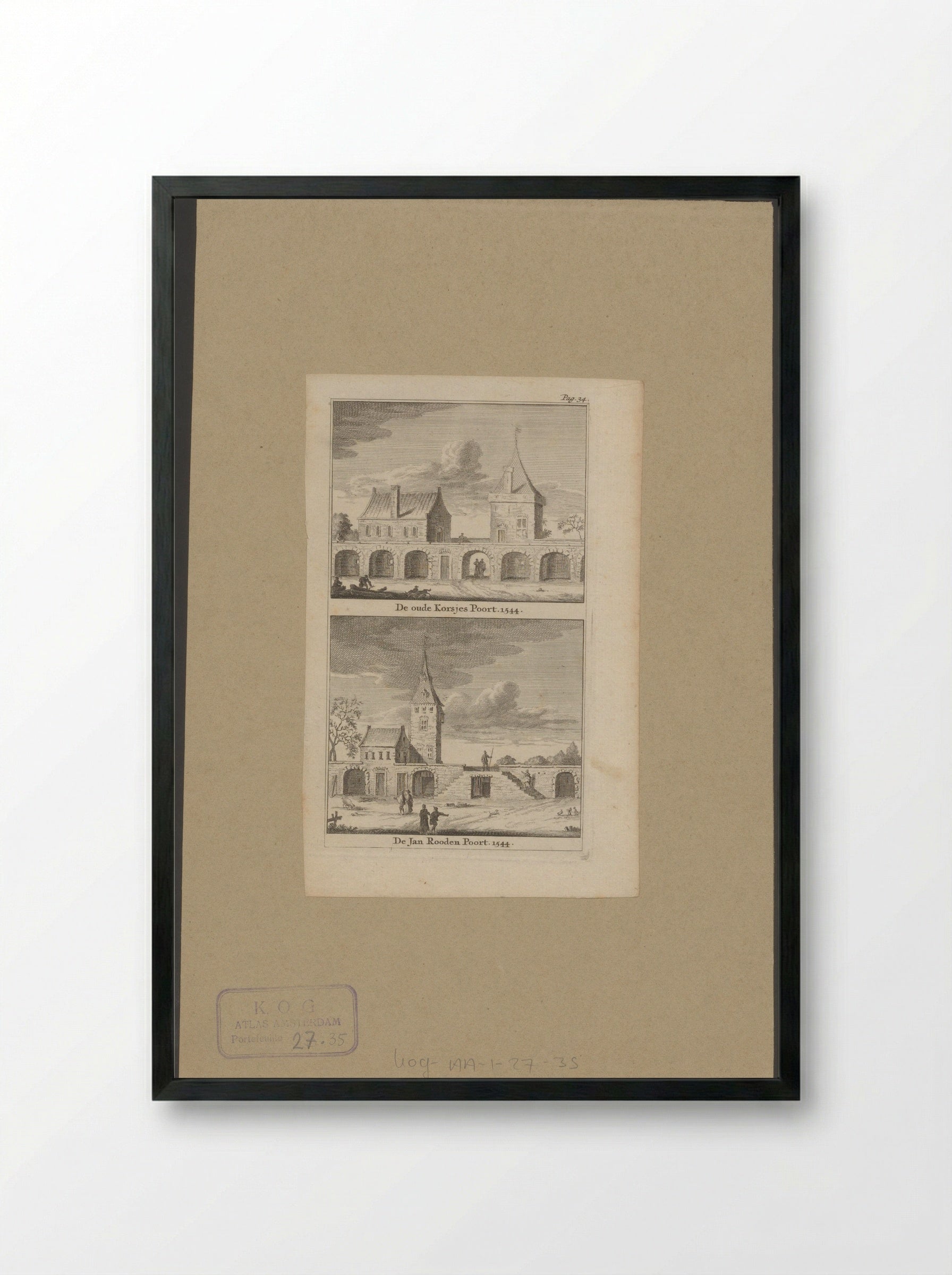 Gezicht op de Korsjespoort en Jan Roodenpoortstoren te Amsterdam - Jan Goeree - Framed Print Black